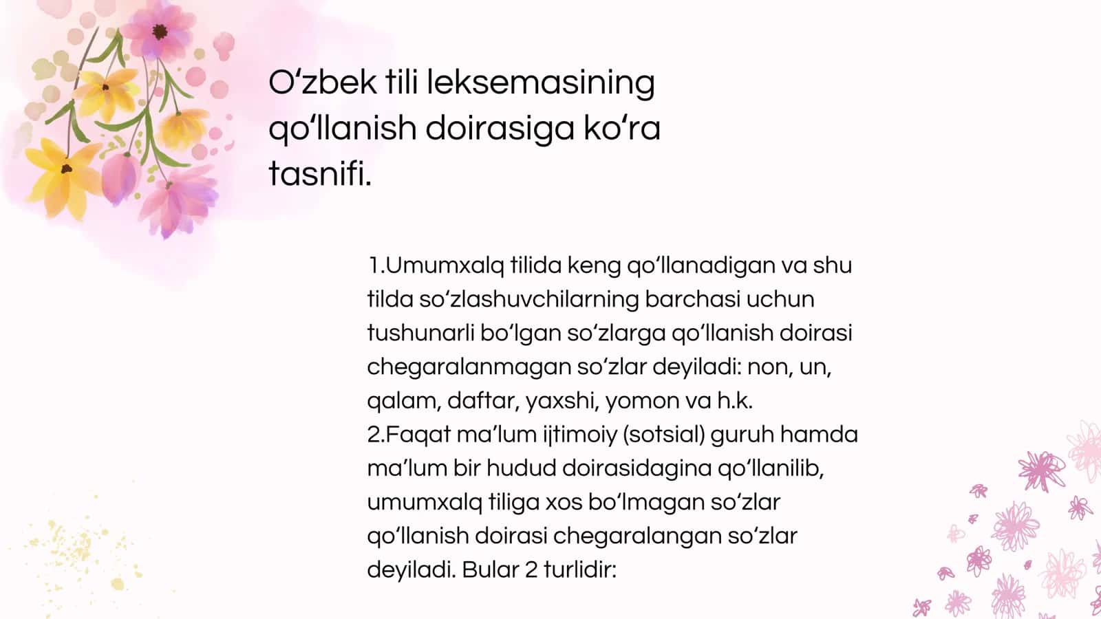 Oʻzbek tili leksikasing qoʻllanish doirasiga koʻra tasnifi 3