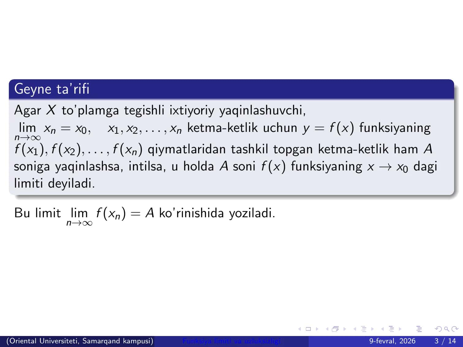 Funksiya limiti va uzluksizligi 3