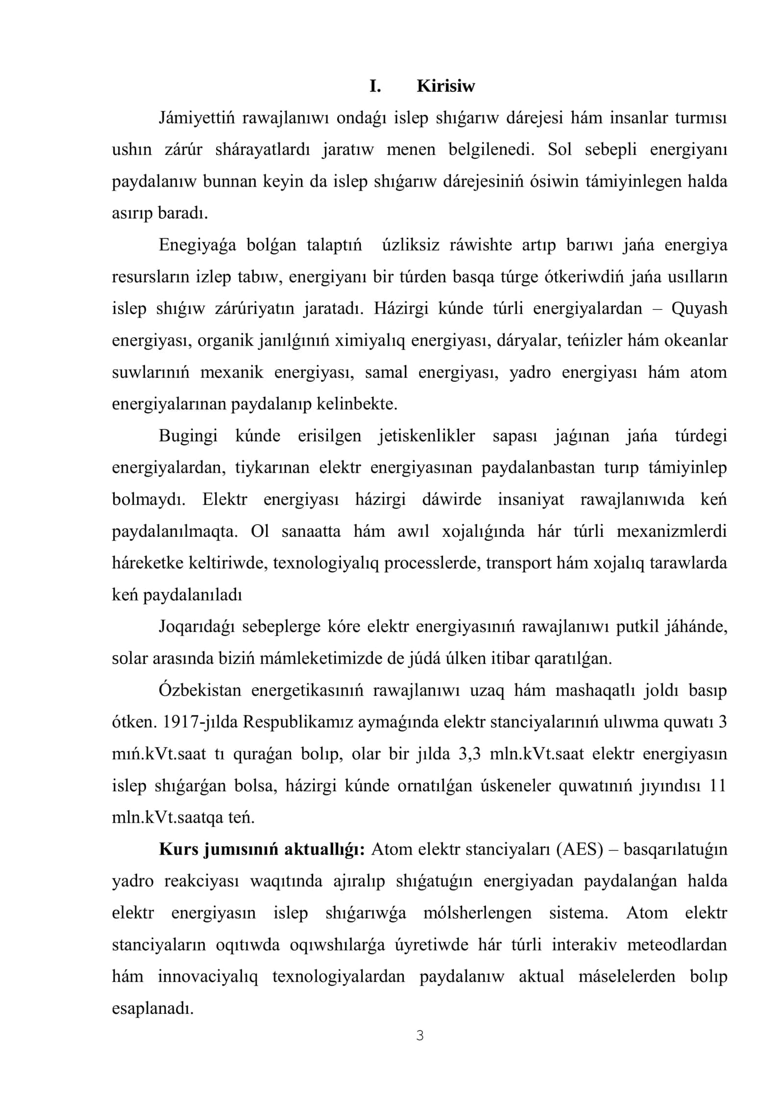«Atom elektrostanciyaları» temasın oqıtıw metodikası 3