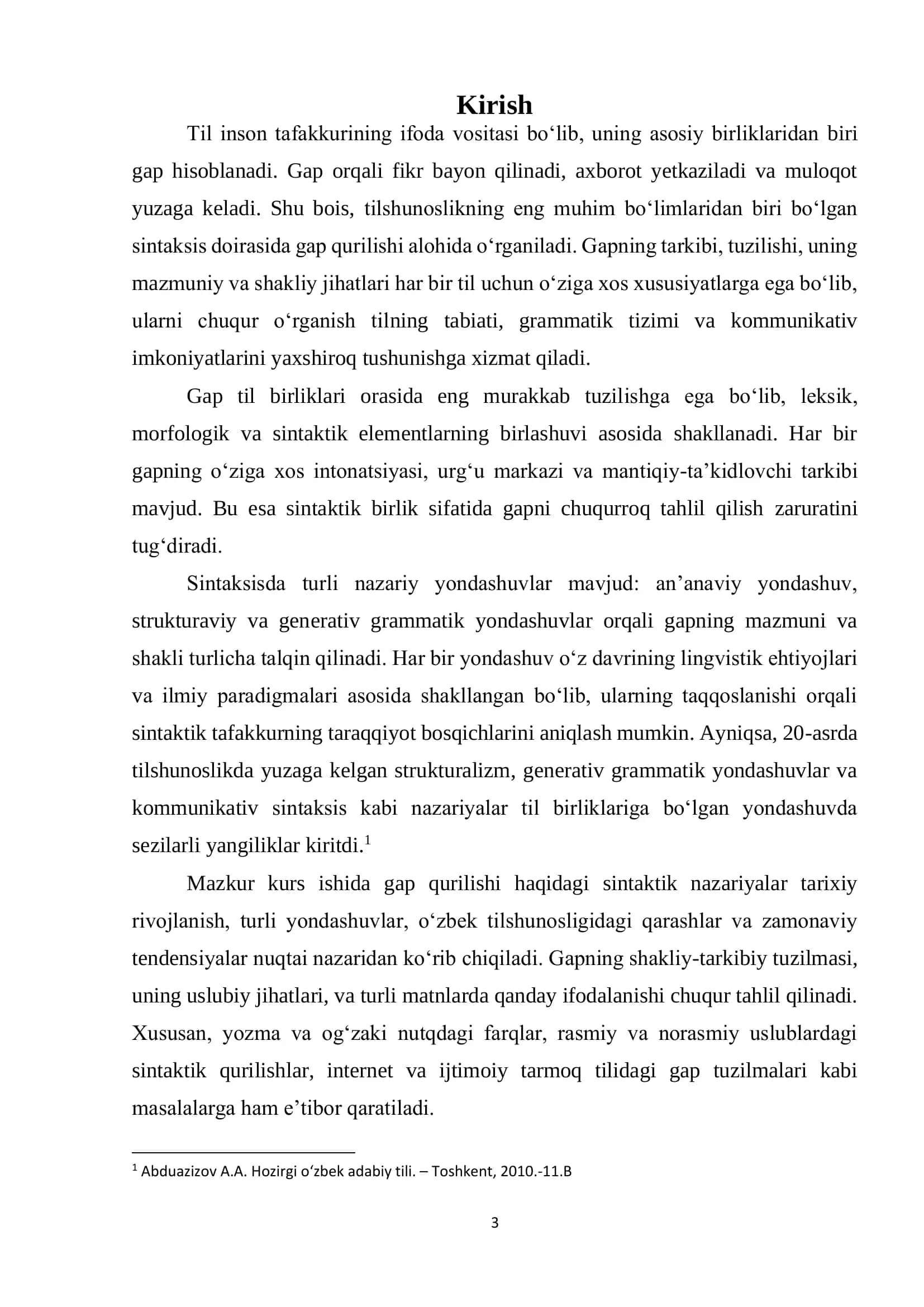 HOZIRGI O‘ZBEK ADABIY TILI FANIDAN KURS ISHI 3
