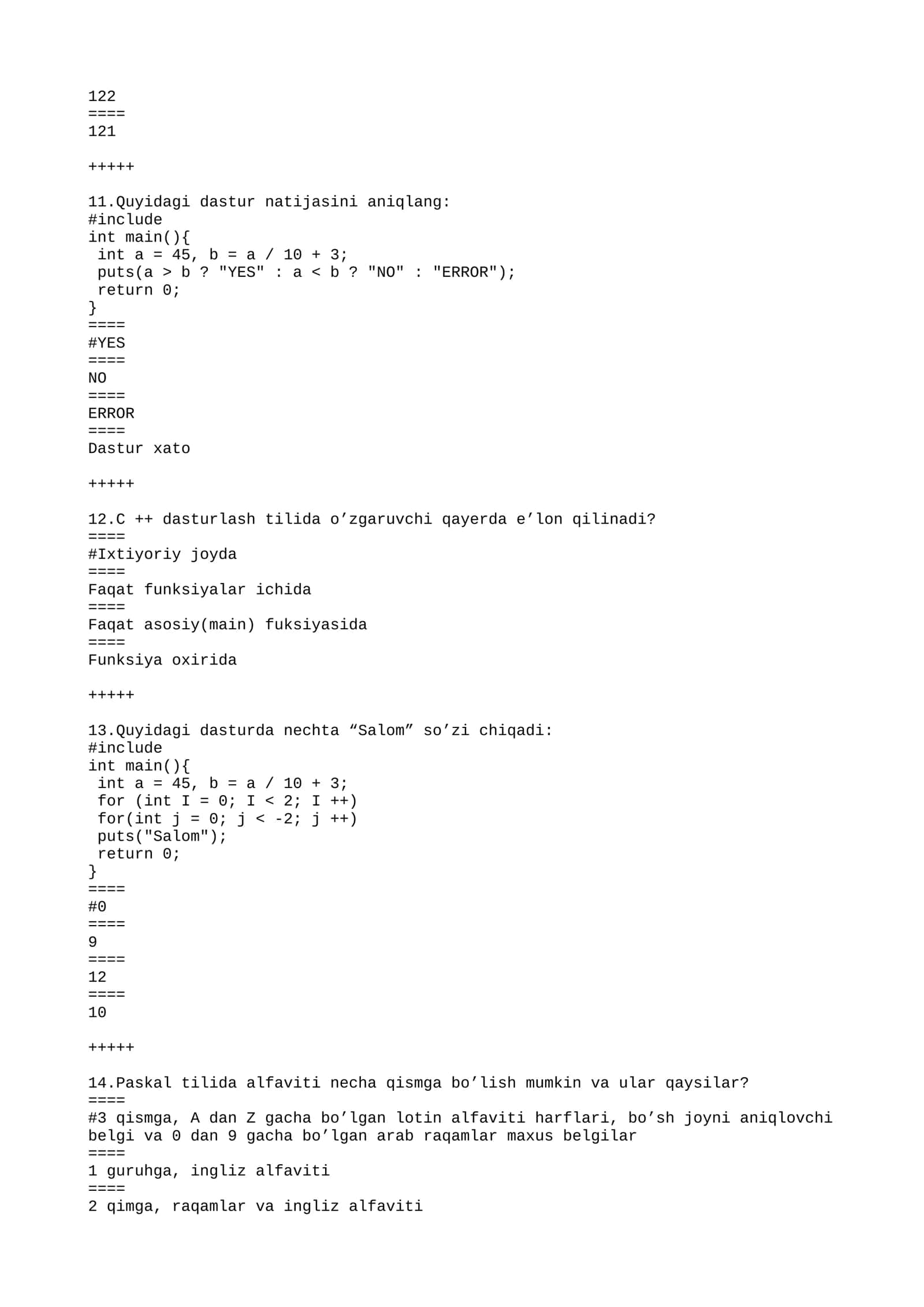 yakuniy test 3