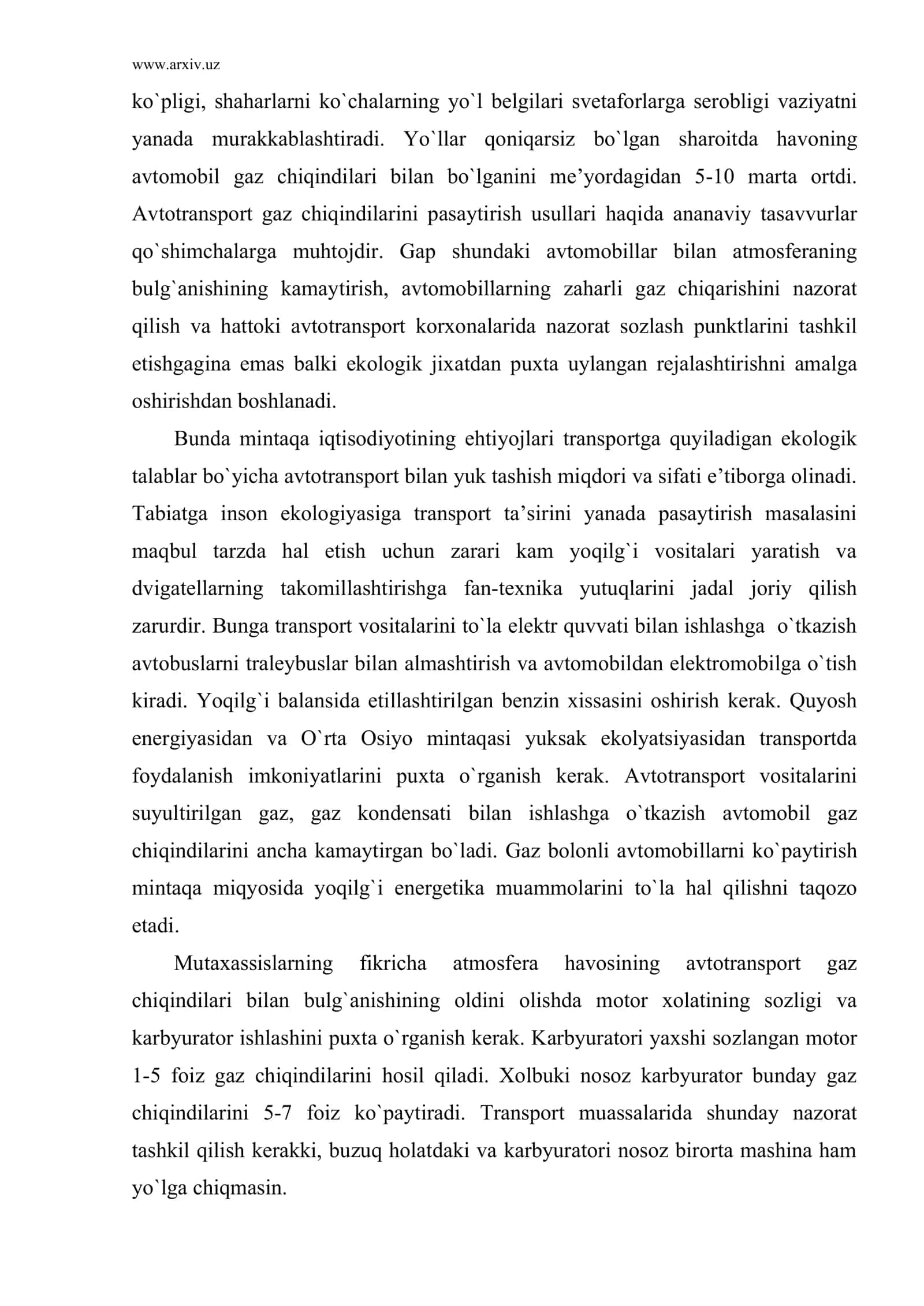 Ekologiyaga transportning ta’siri 3