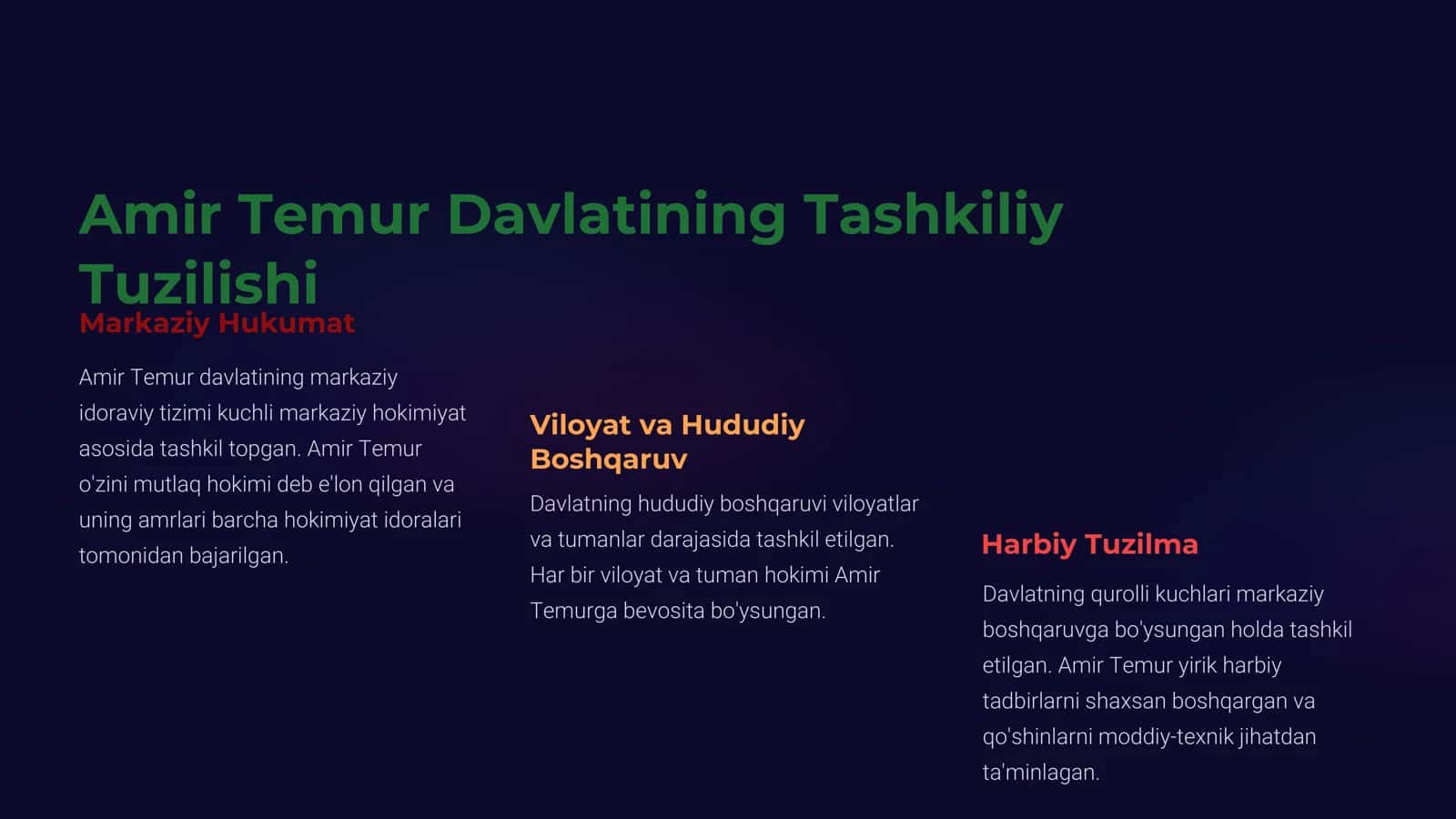 Amir Temur Davlati Tuzilishi 3