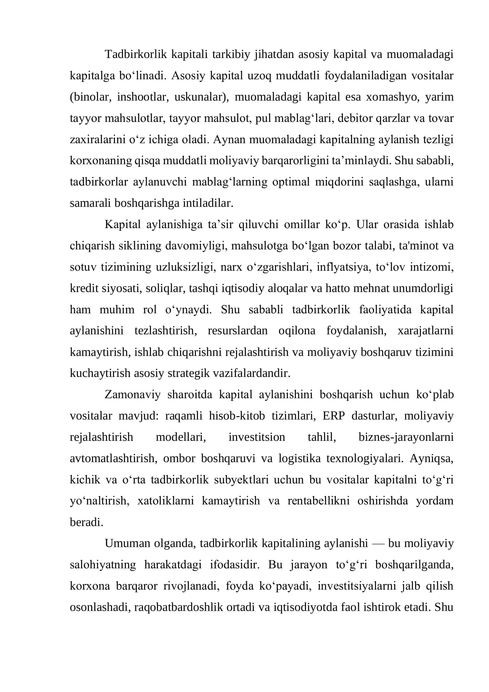 TADBIRKORLIK KAPITALINING AYLANISHI 3