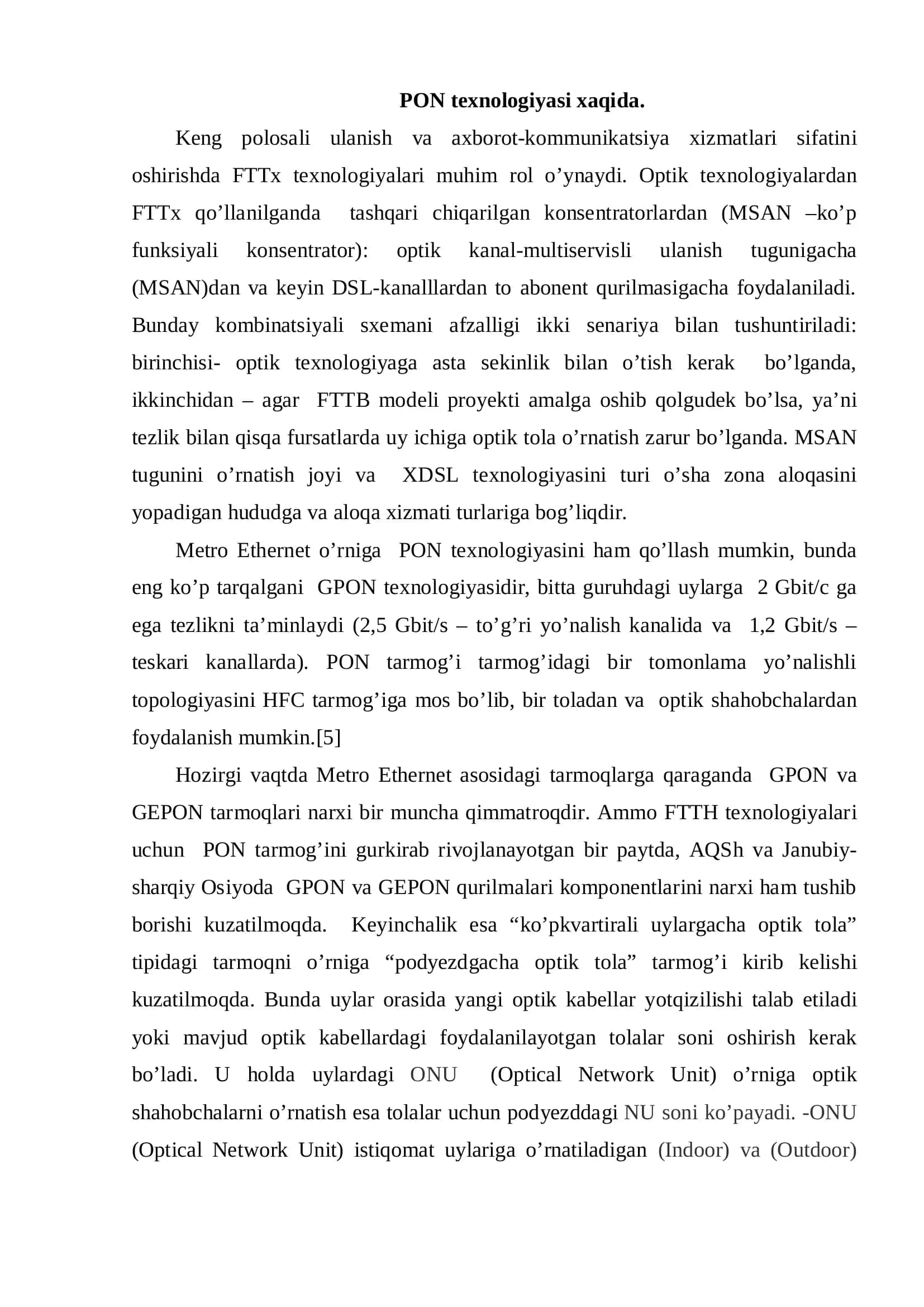 PON - passiv optik tarmoq mavzusida 3