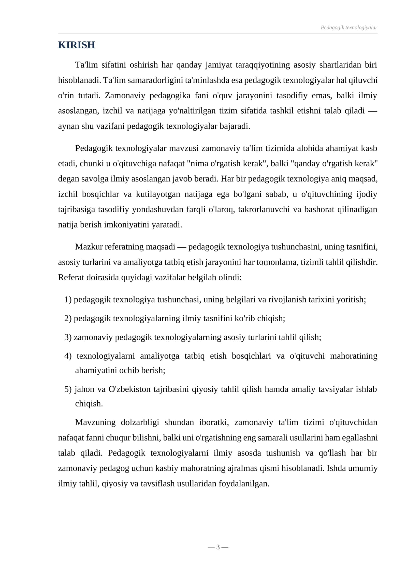 REFERAT PEDAGOGIK TEXNOLOGIYALAR 3