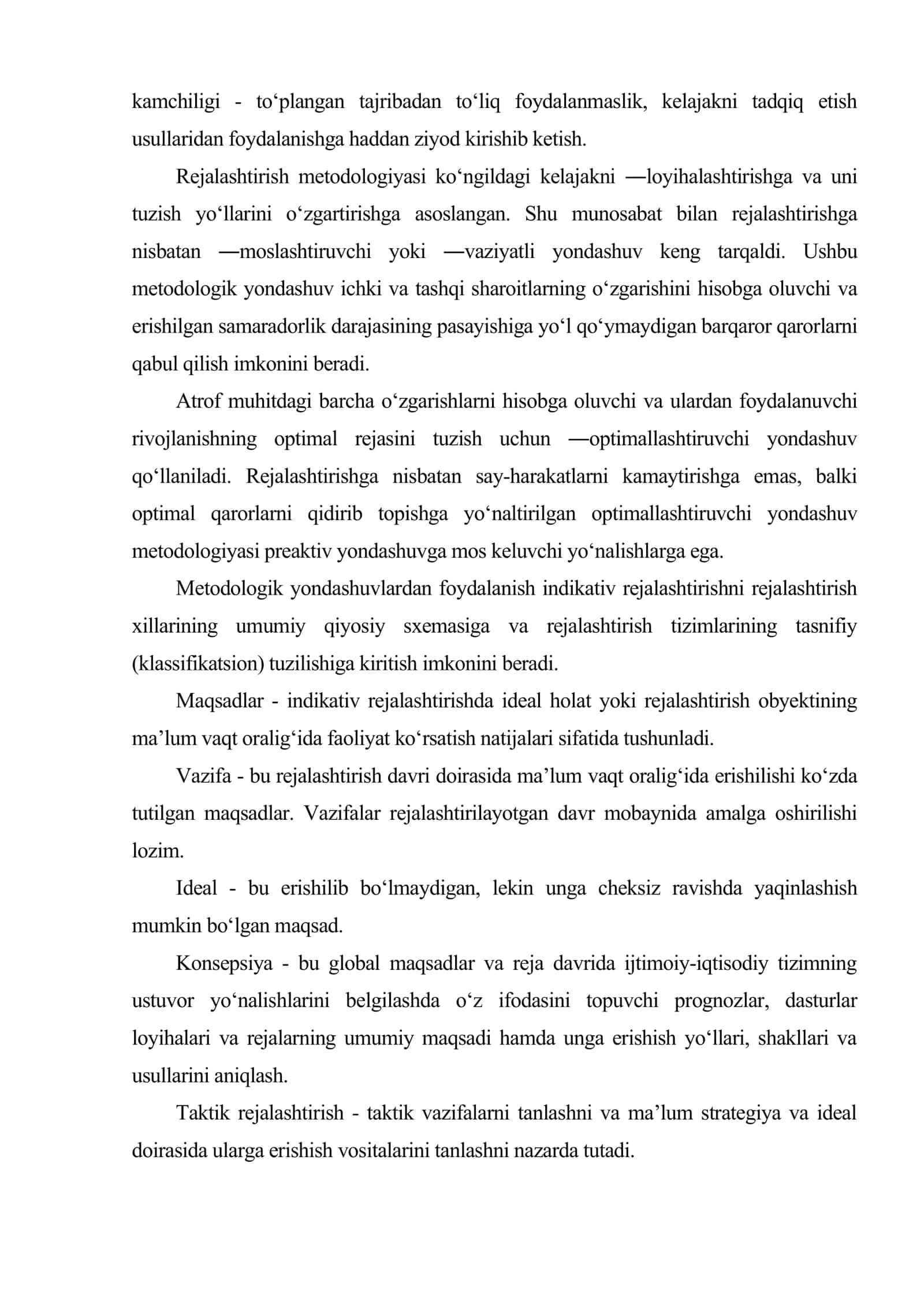 Indikativ rejalashtirish usullari 3
