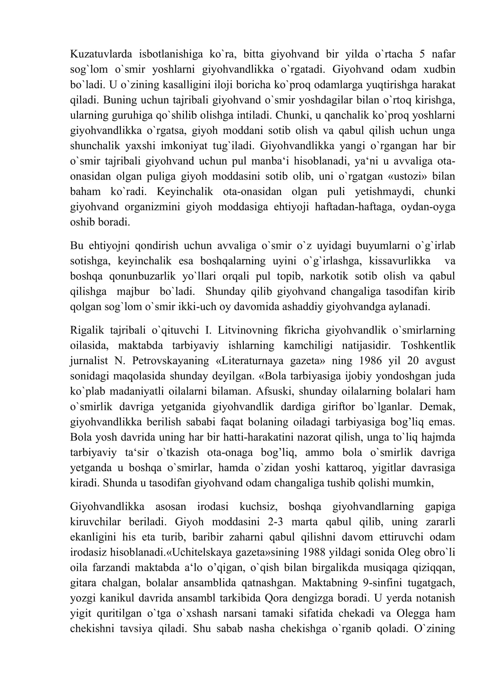 Giyohvandlik umr zavoli 3