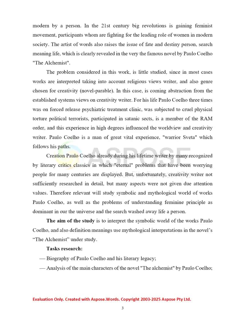 Analysis of “The Alchemist” by Paulo Coelho 3