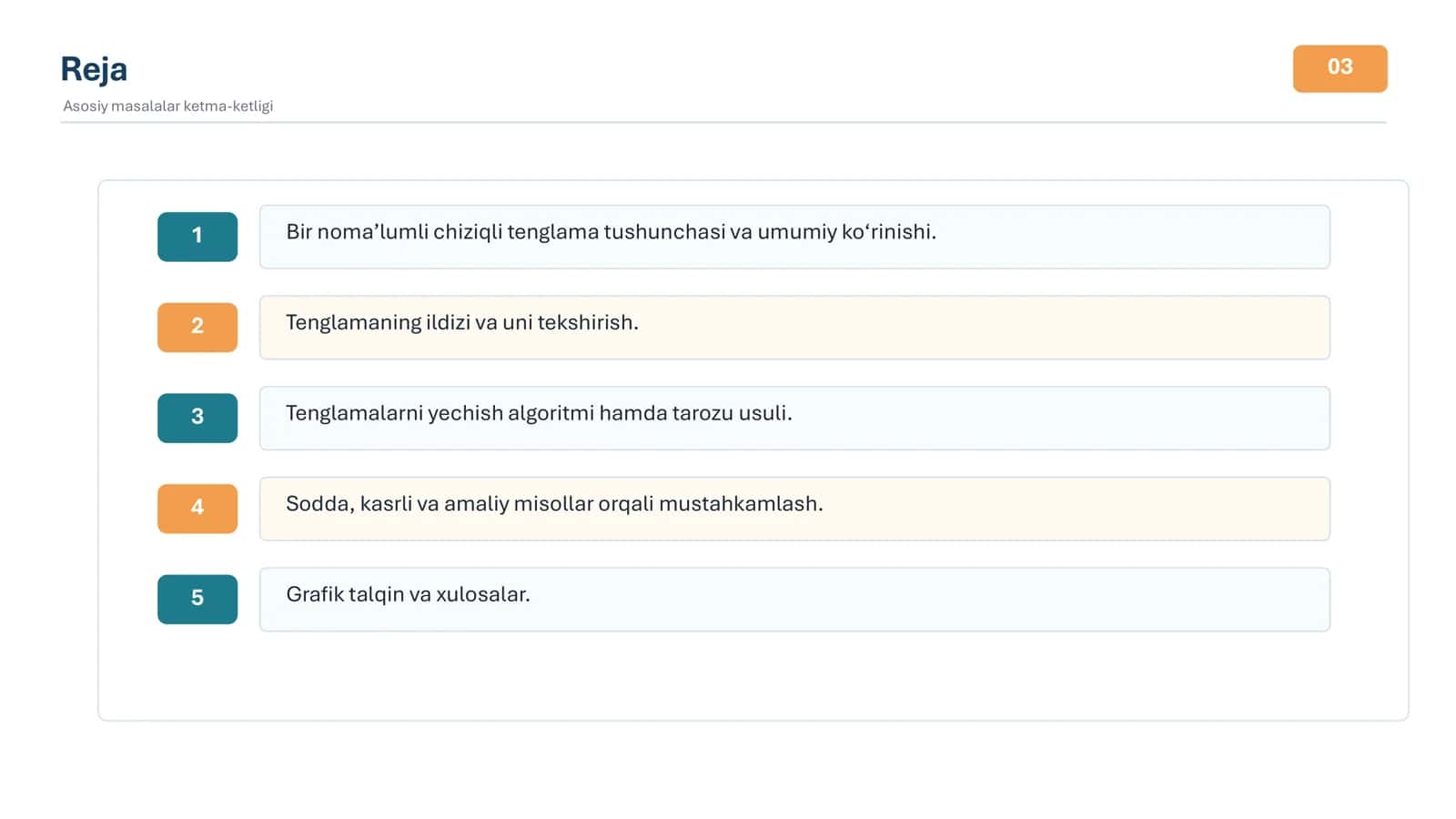 Bir noma'lumli chiziqli tenglama 3