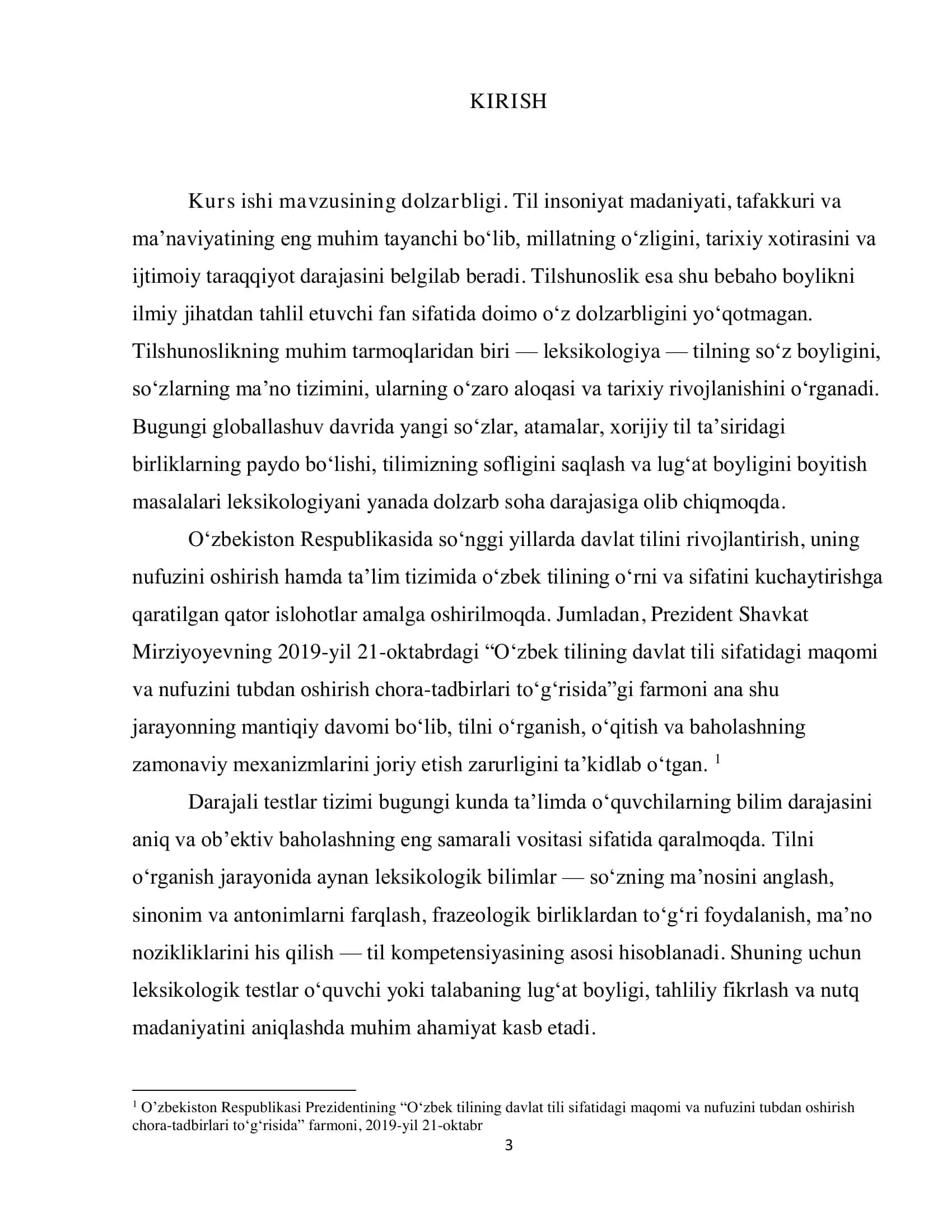 LEKSIKOLGIYA BO'YICHA DARAJALI TESTLAR TO'PLAMI 3