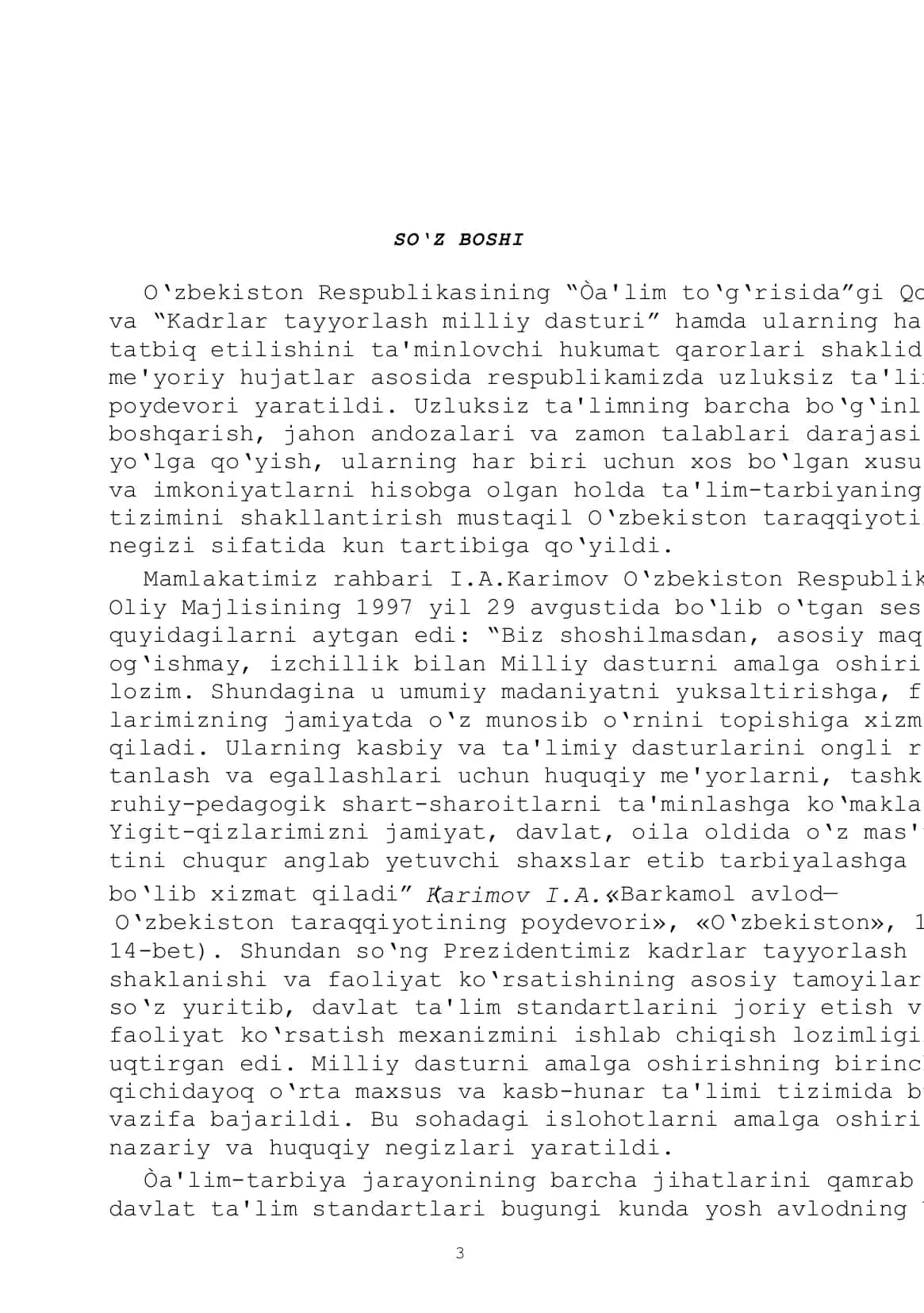 Nutq madaniyati va davlat tilida ish yuritish/Akademik litsey va kasb-hunar 3