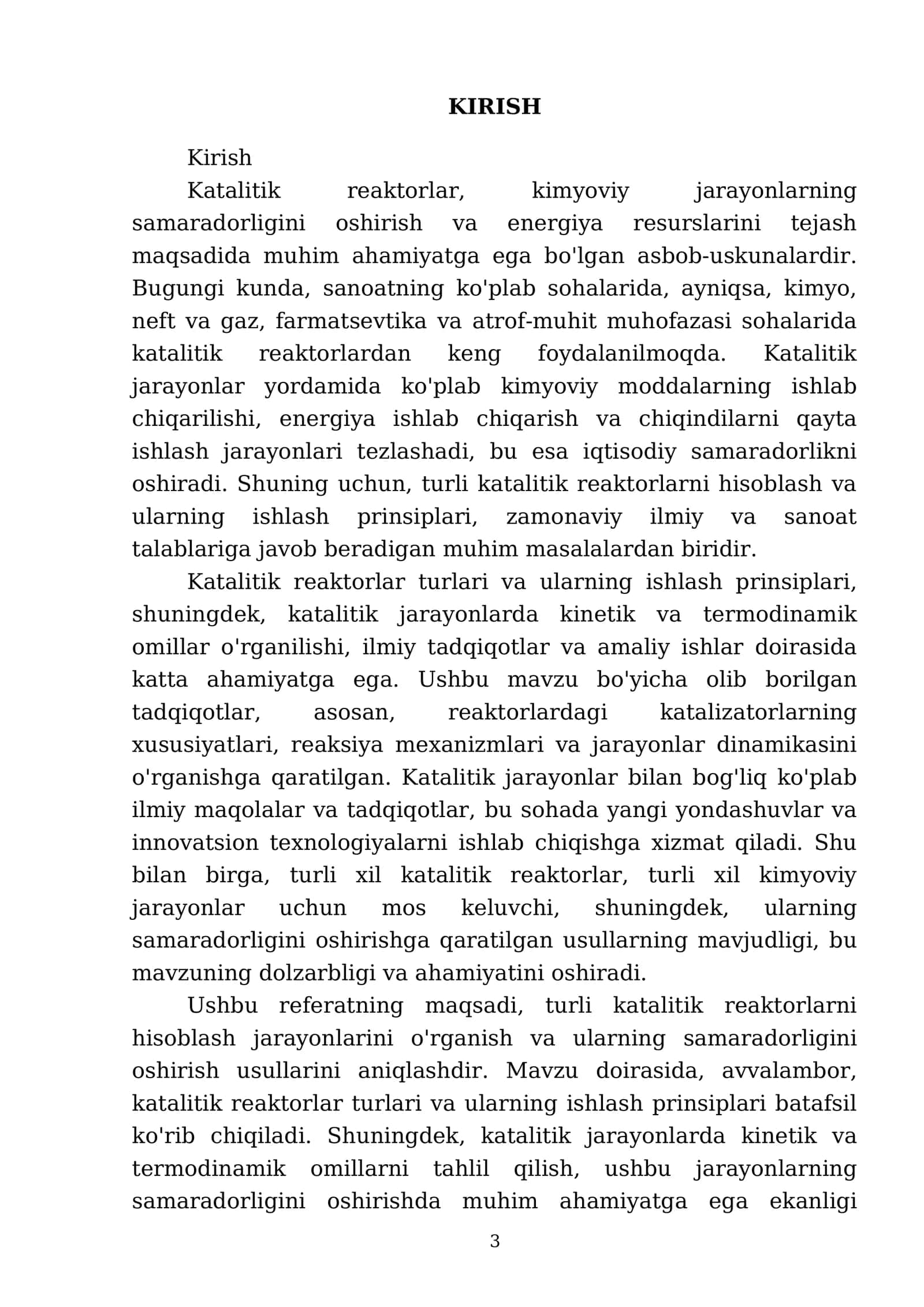 Turli katalitik rektorlarni hisoblash 3