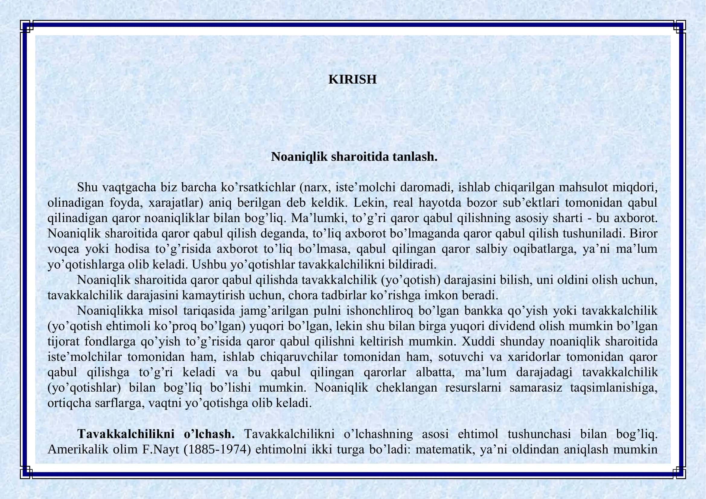 NOANIQLIK VA TAVAKKALChILIK 3