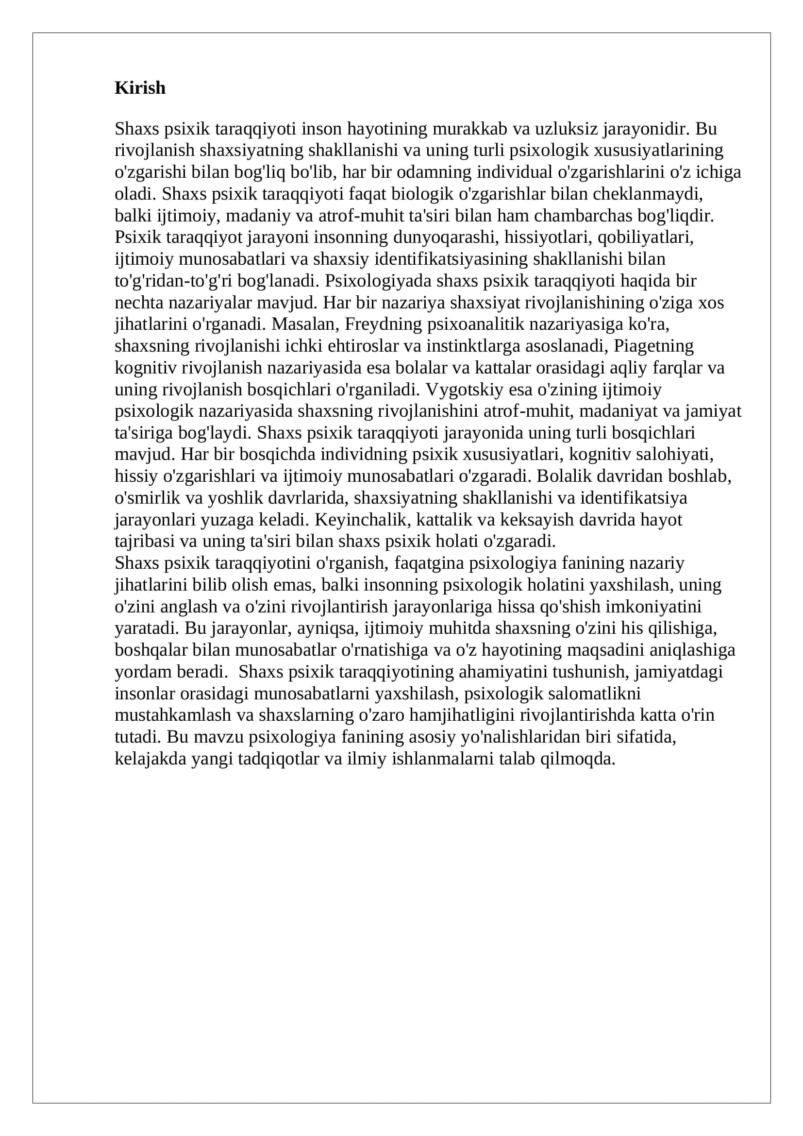 Shaxs psixik taraqqiyot bosqichlarida 3