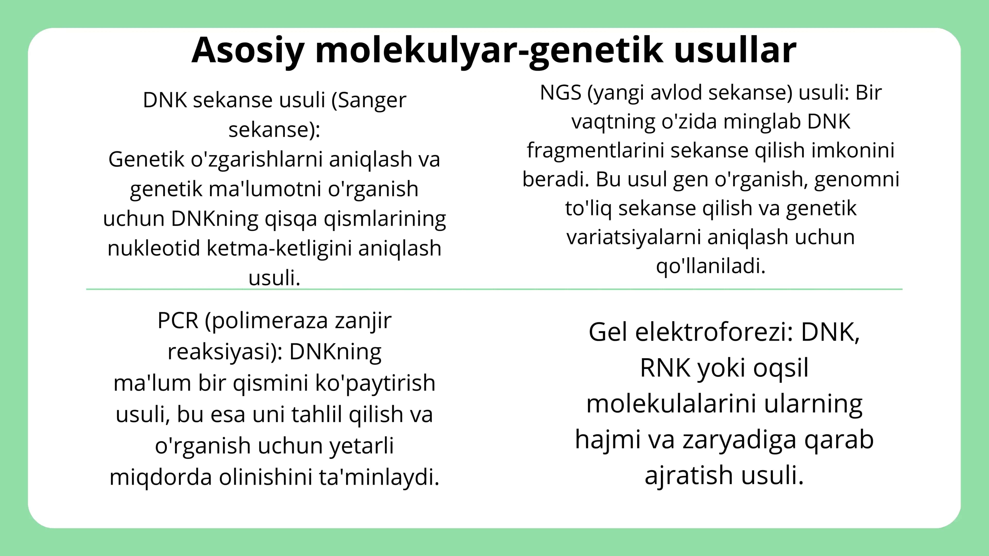 Genomni o'rganishning molekulyar-genetik metodi 3