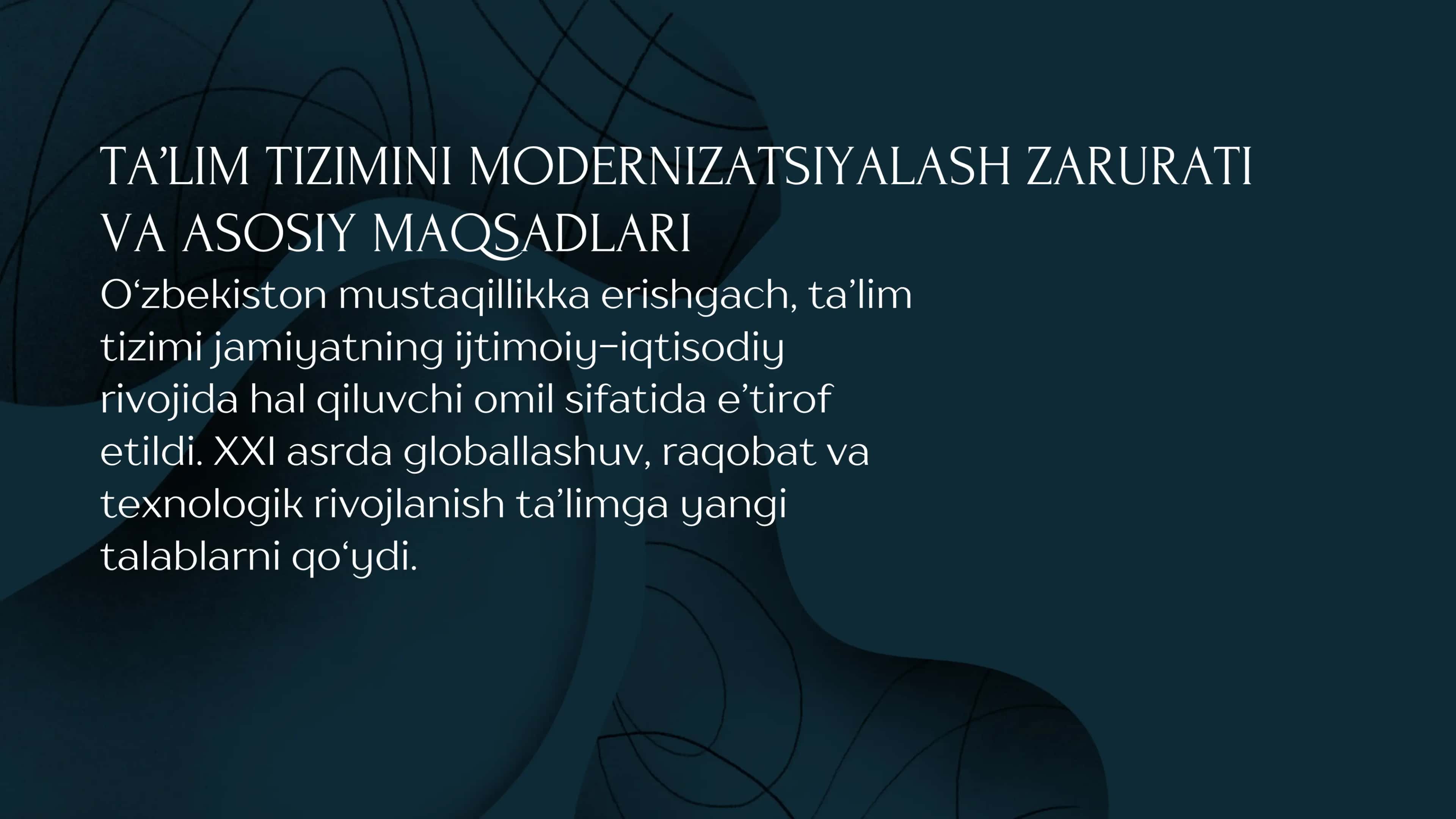 O‘ZBEKISTONDA TA‘LIM TIZIMINI MODERNIZATSIYALASH JARAYONLARI. 3