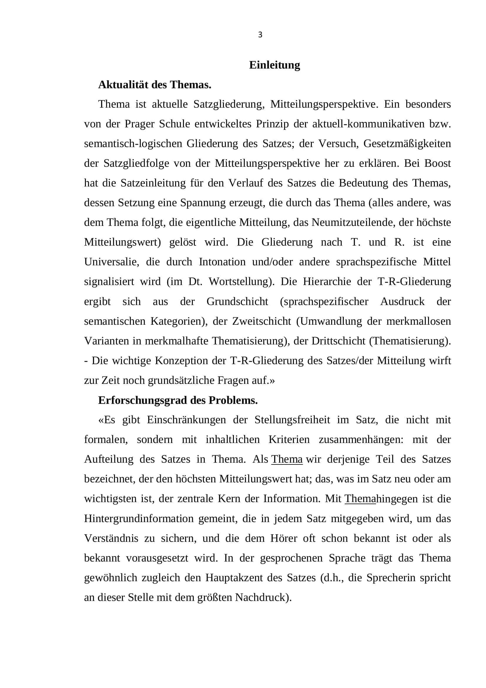 Die Kommunikative Gliederung des Satzes im Deutschen 3