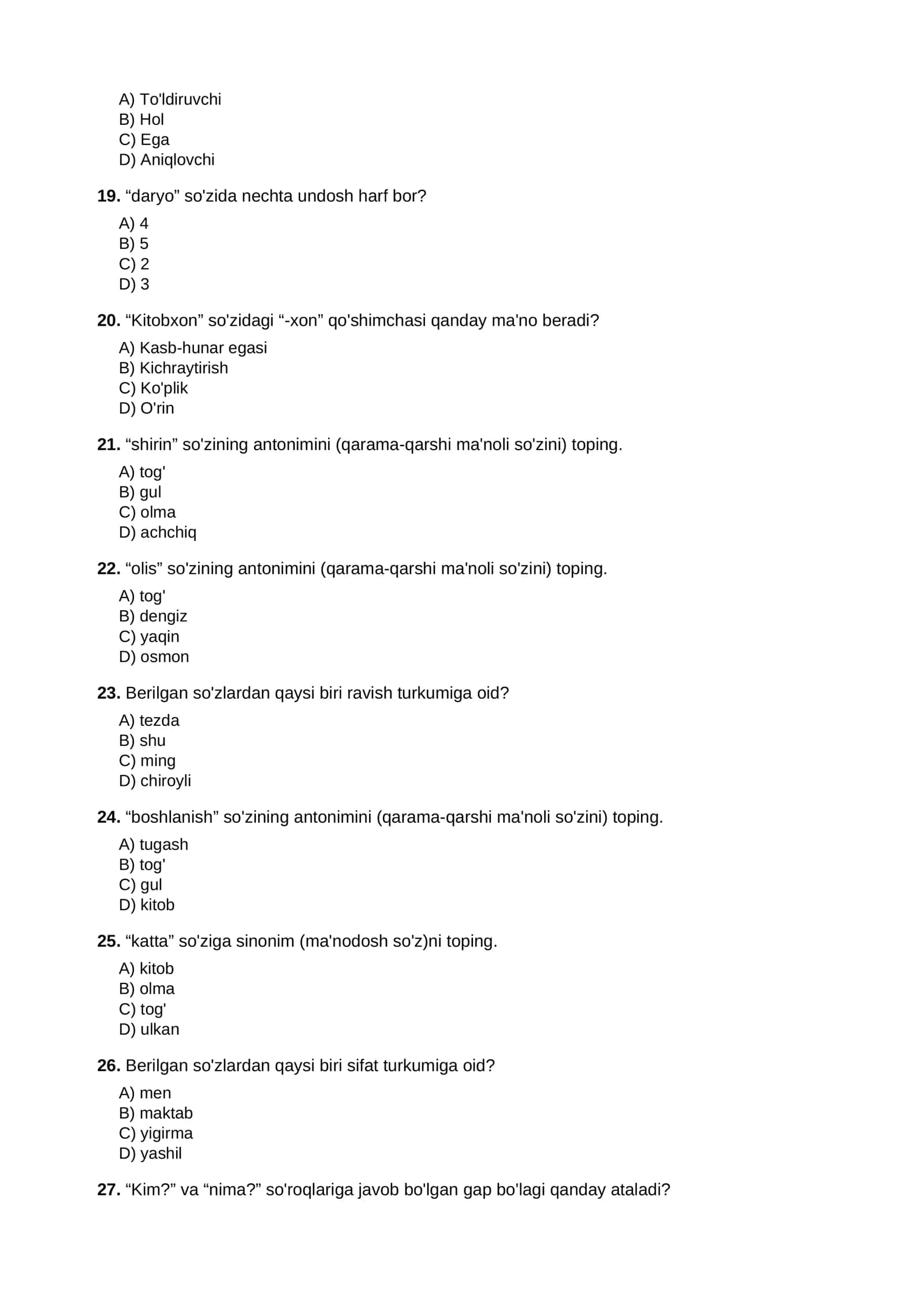 DTM uchun qiyinlashtirilgan test to'plami 3