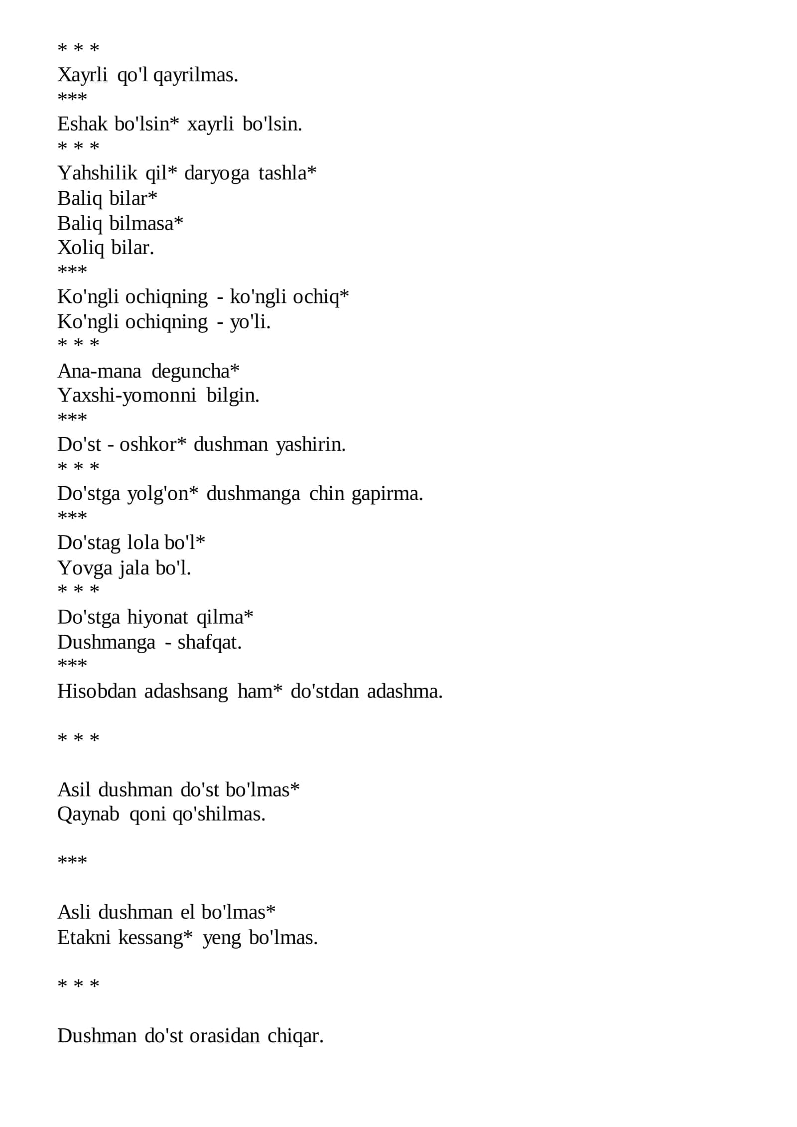 O'zbek xalq maqollari 3