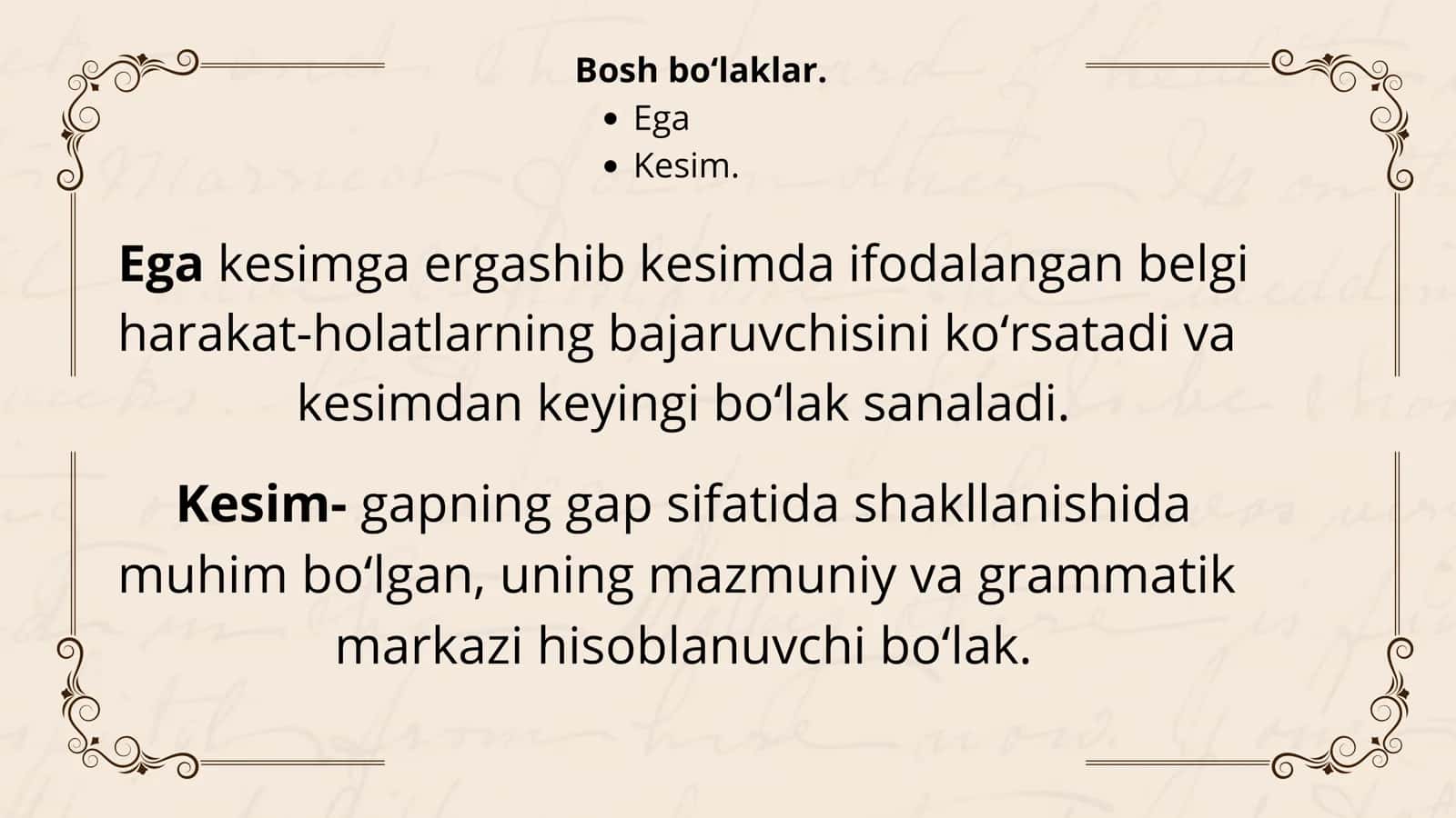 Bosh va ikkinchi darajali boʻlaklar 3