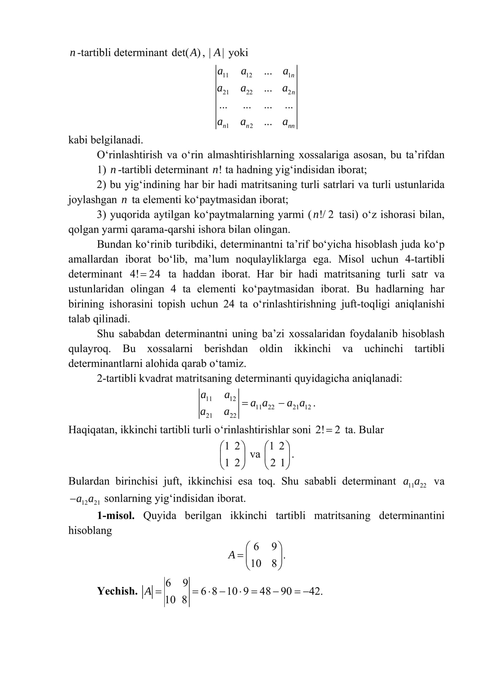 Determinantlar nazariyasi 3