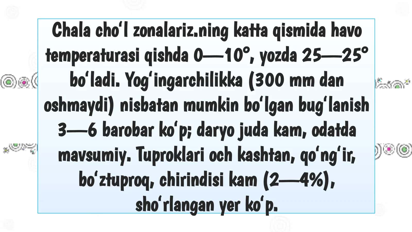 Subtropik chala chõl va chõl 3