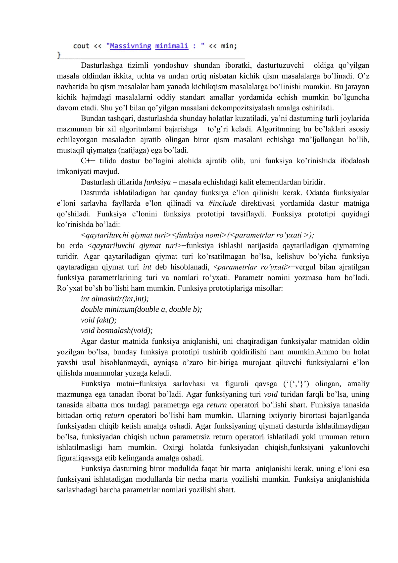 DASTURLASHDA FUNKSIYA VA MODULLARNI QO’LLASH 3