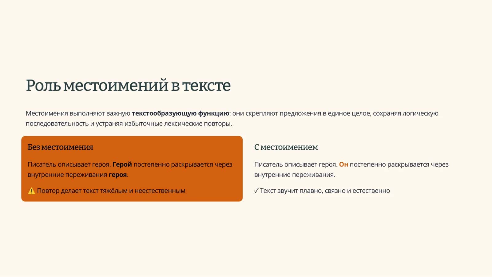 Местоимения — роль местоимений в тексте 3