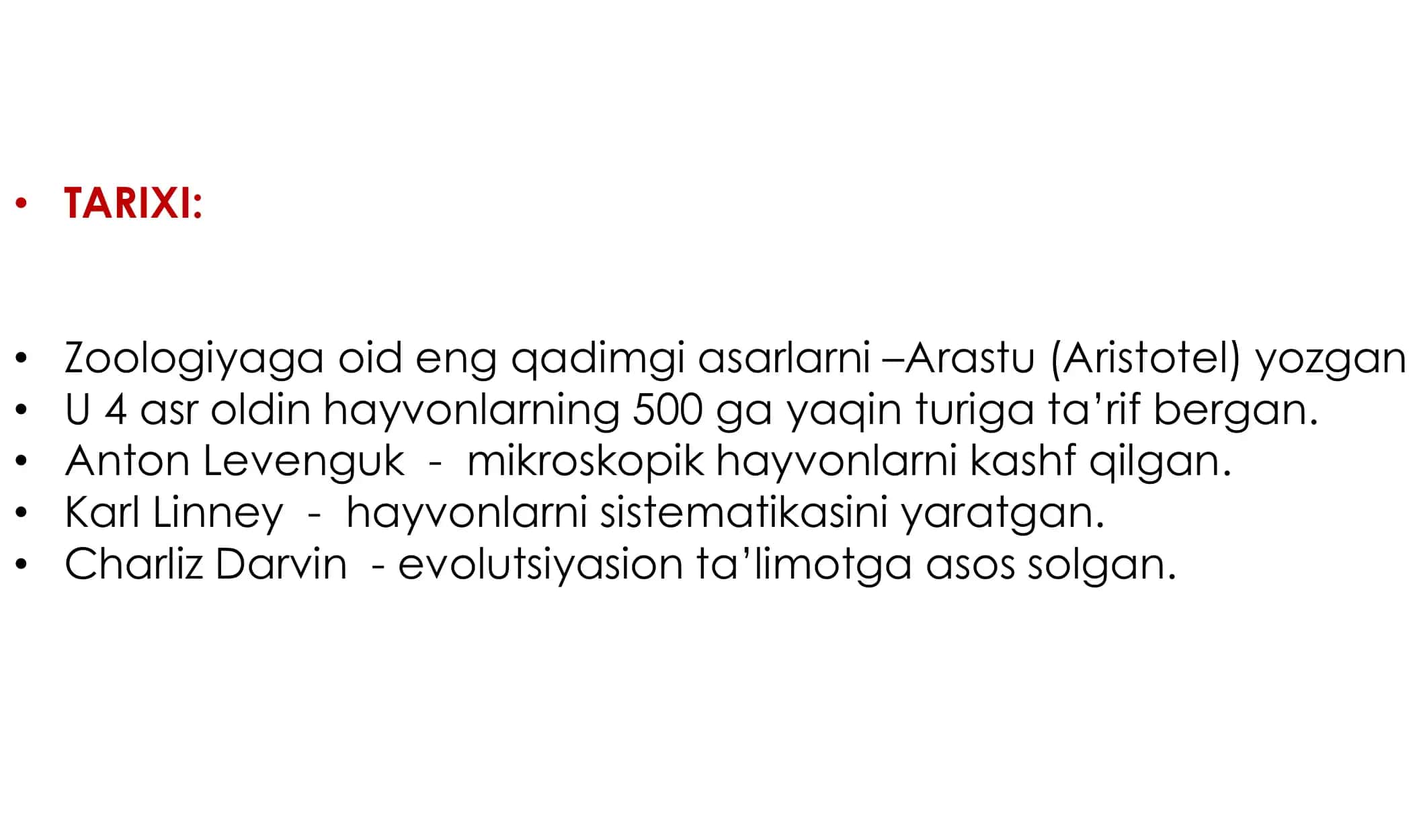 Zoologiya 1-dars qoʻllanma Taqdimot 3