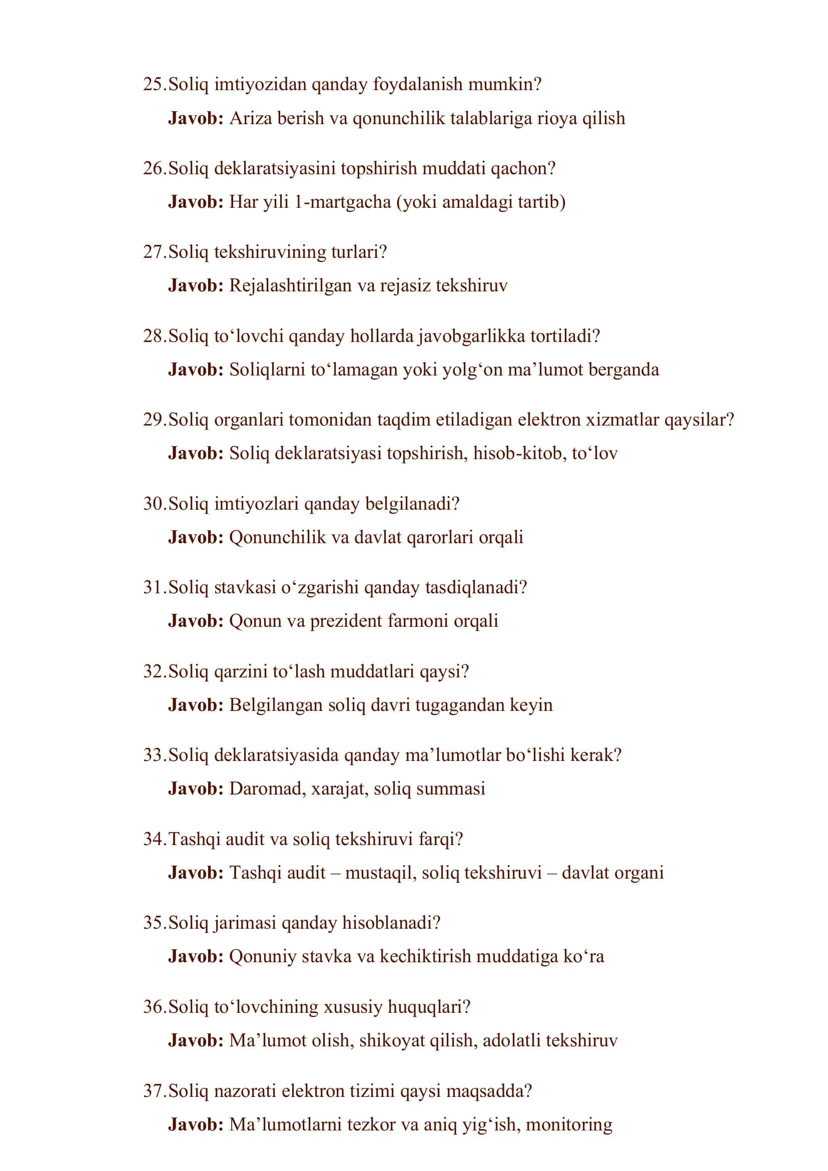 Soliq Qo‘mitasi Ishga Kirish Testi 3