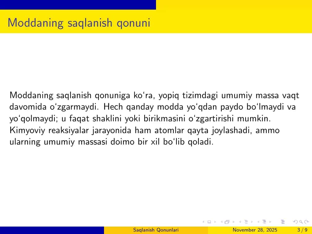 Saqlanish Qonunlari 3