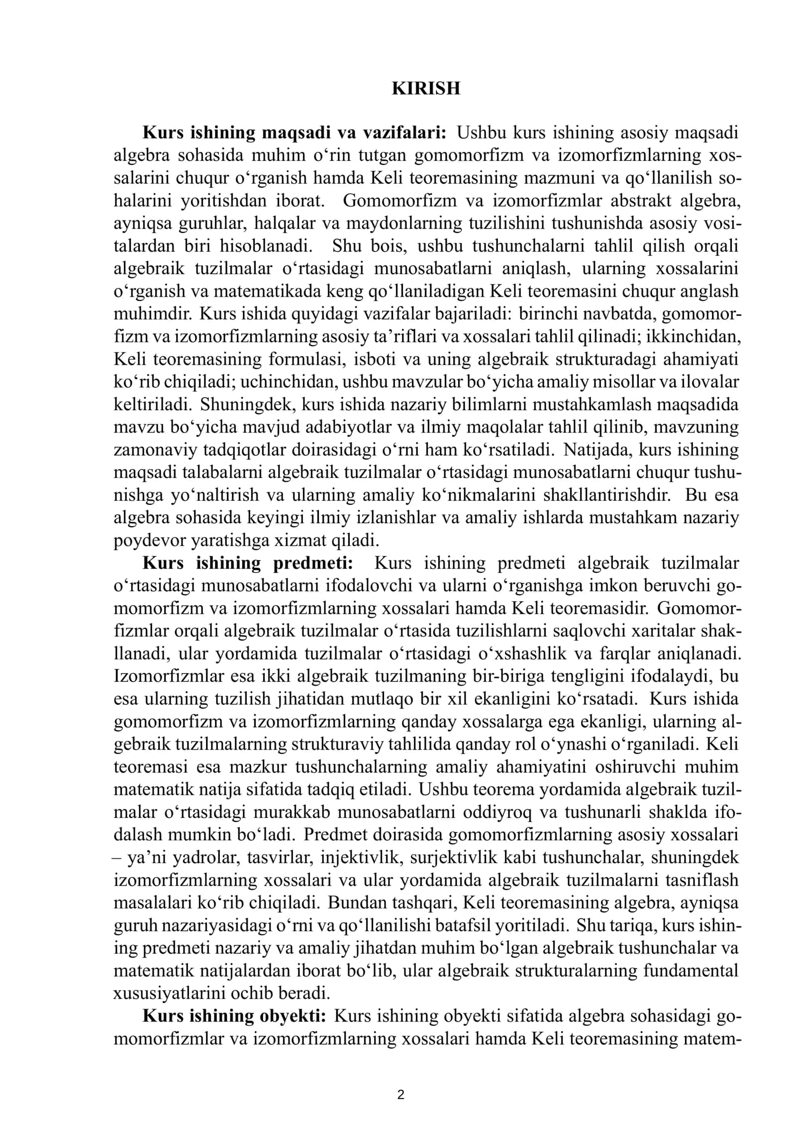 Gomomorfizm va izomorfizmlarning xossalari. Keli teoremasi 3