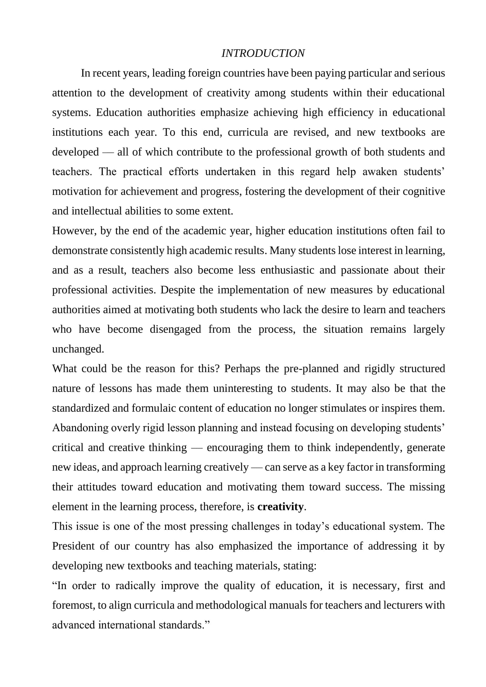 METHODOLOGICAL GUIDELINES for Seminar sessions in the subject of CREATIVE THINKING 3