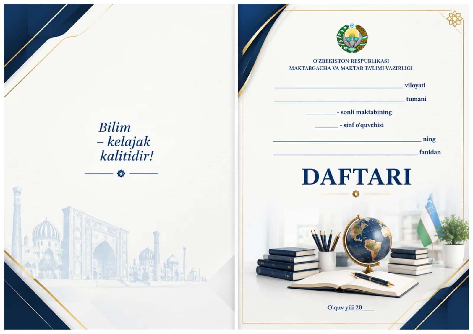 Daftar ustiga muqova maktab uchun 6in1 3