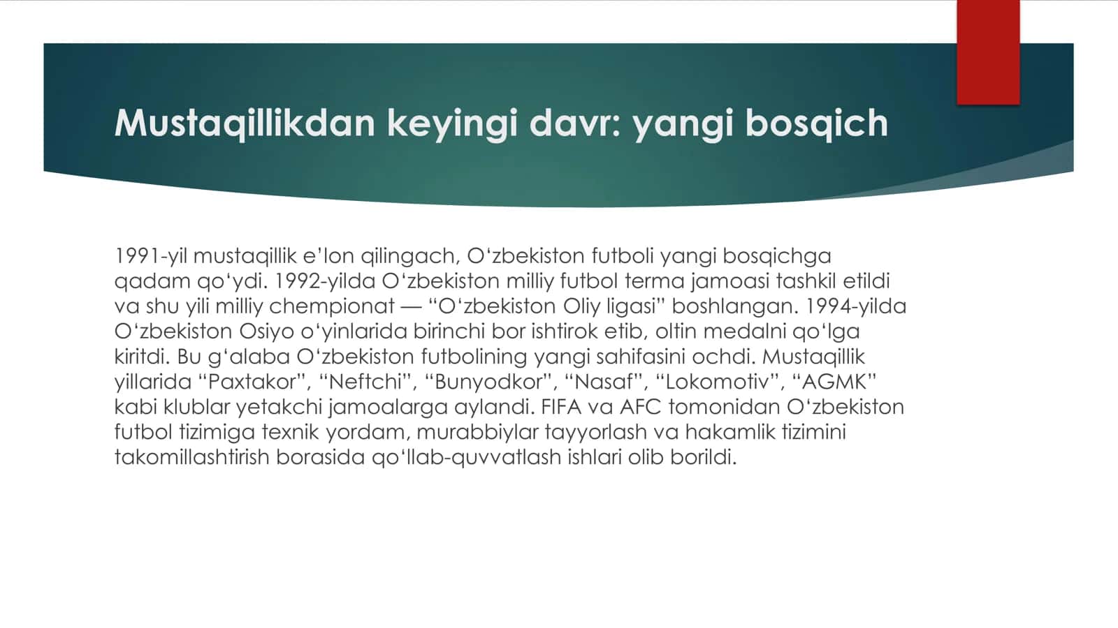 O‘zbekiston futbolining rivojlanish tarixi 3