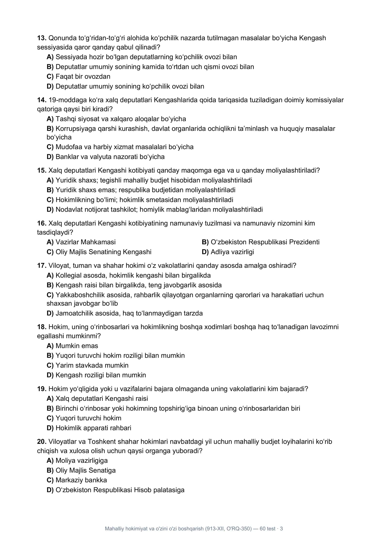 Mahalliy hokimiyat va o'zini o'zi boshqarish (913-XII, O'RQ-350) 3