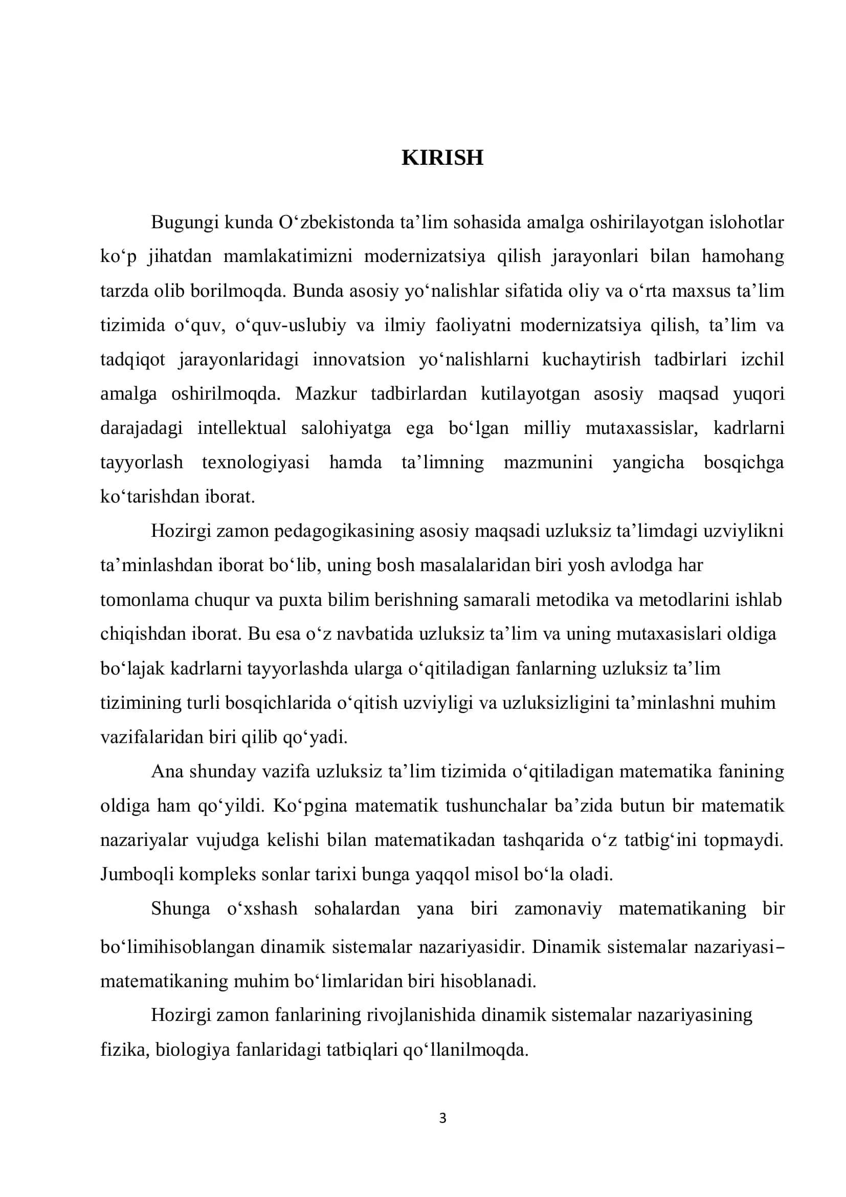 5130100- matematika - bakalavr darajasini olish uchun 3