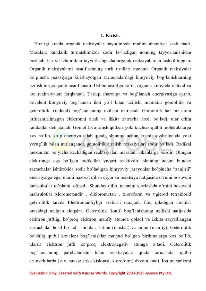 3. Organik reaksiyalar turlari 3. Refrat 15 bet 3