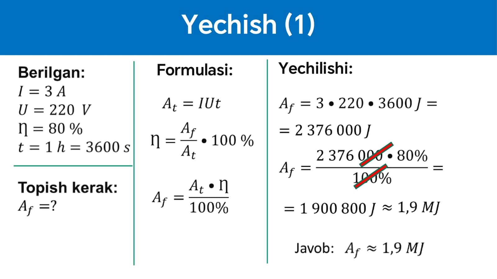 FIZIKA MAVZU: MASALALAR YECHISH 3