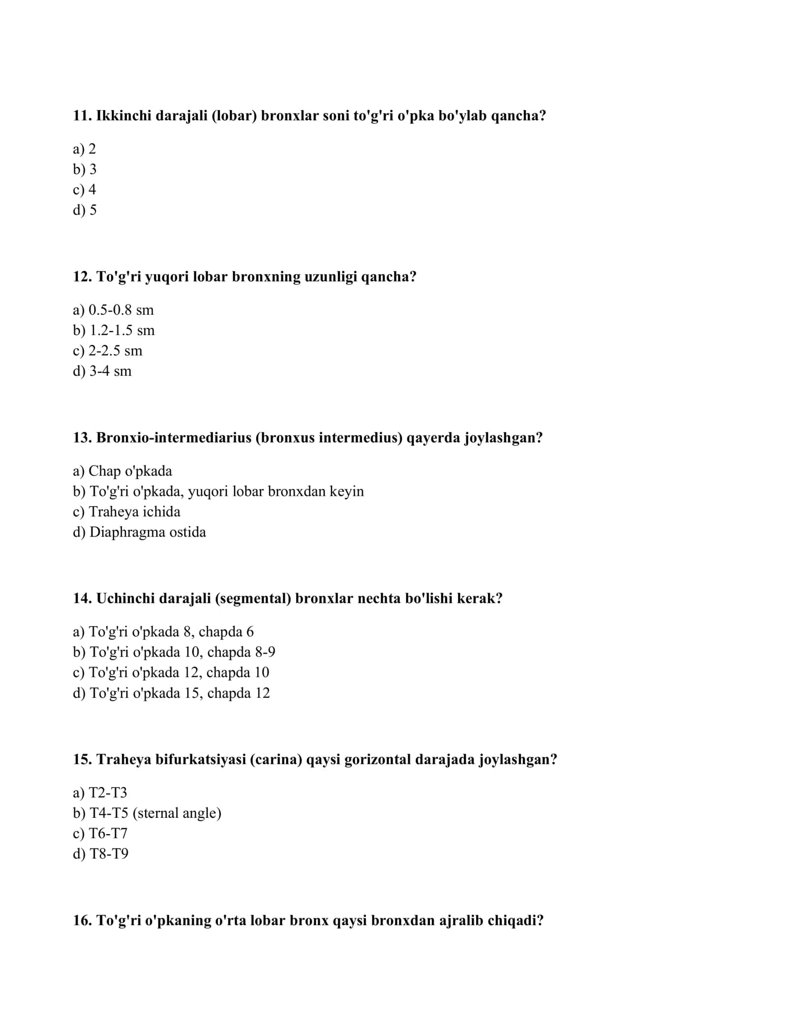 Ordinatura lobarayoriya ishi testlari 3