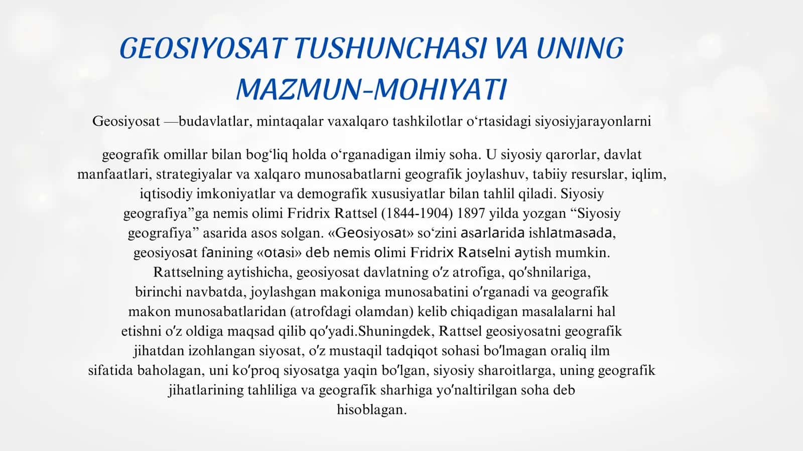 GEOSIYOSAT ASOSLARINING ASOSIY QONUNLARI 3
