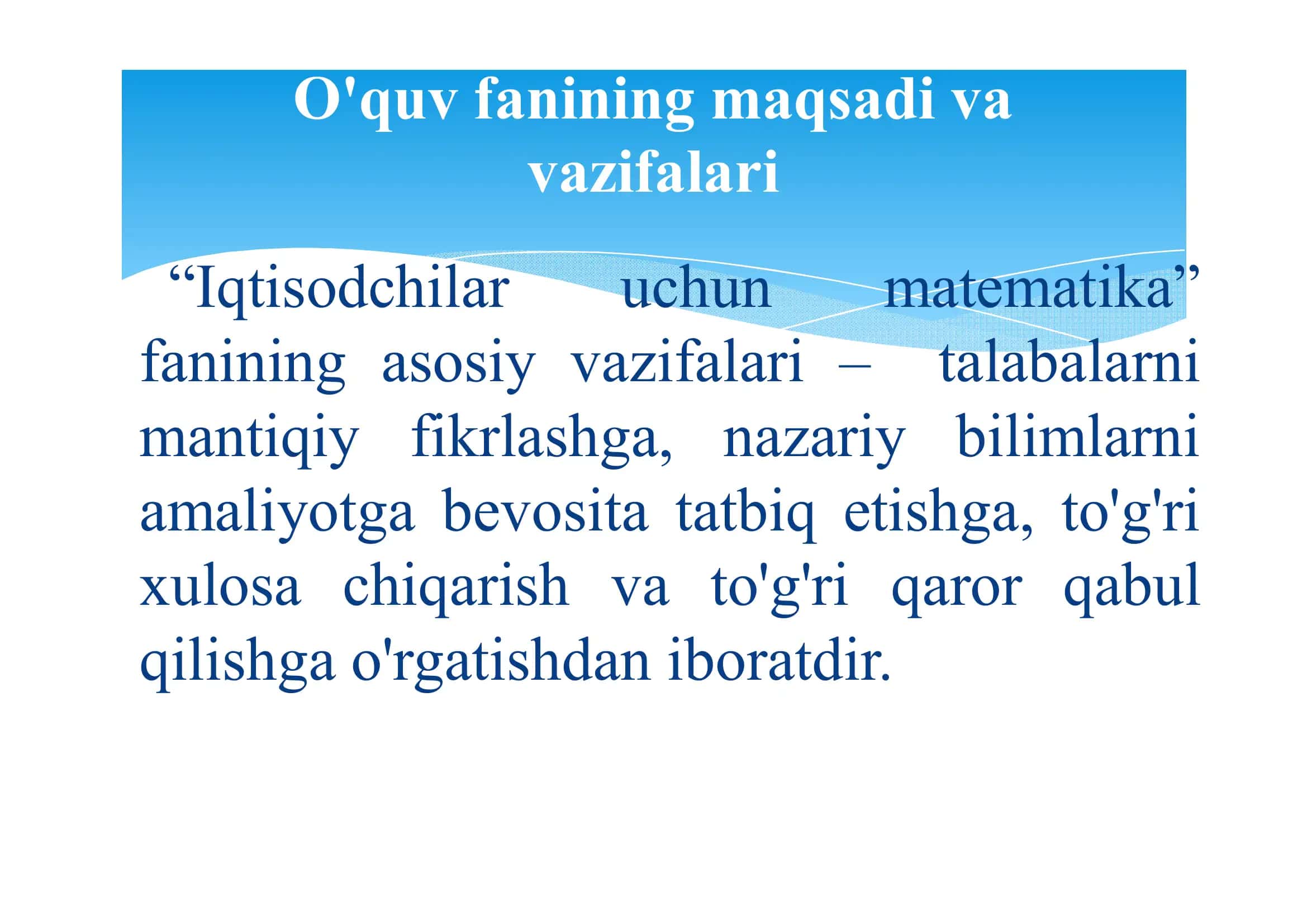 Iqtisodchilar uchun matematika 3