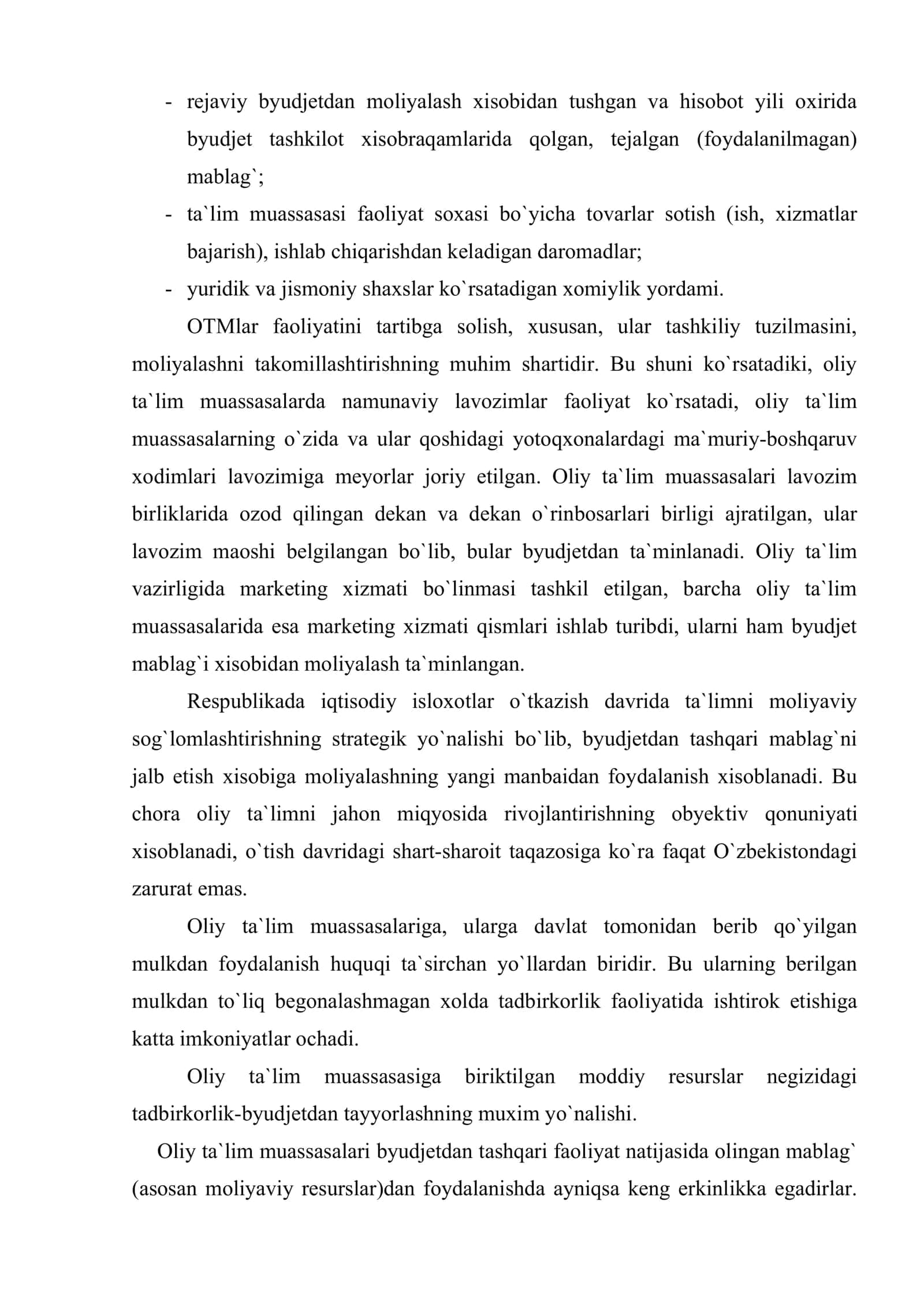 Oliy ta`lim tizimini moliyalashtirish 3