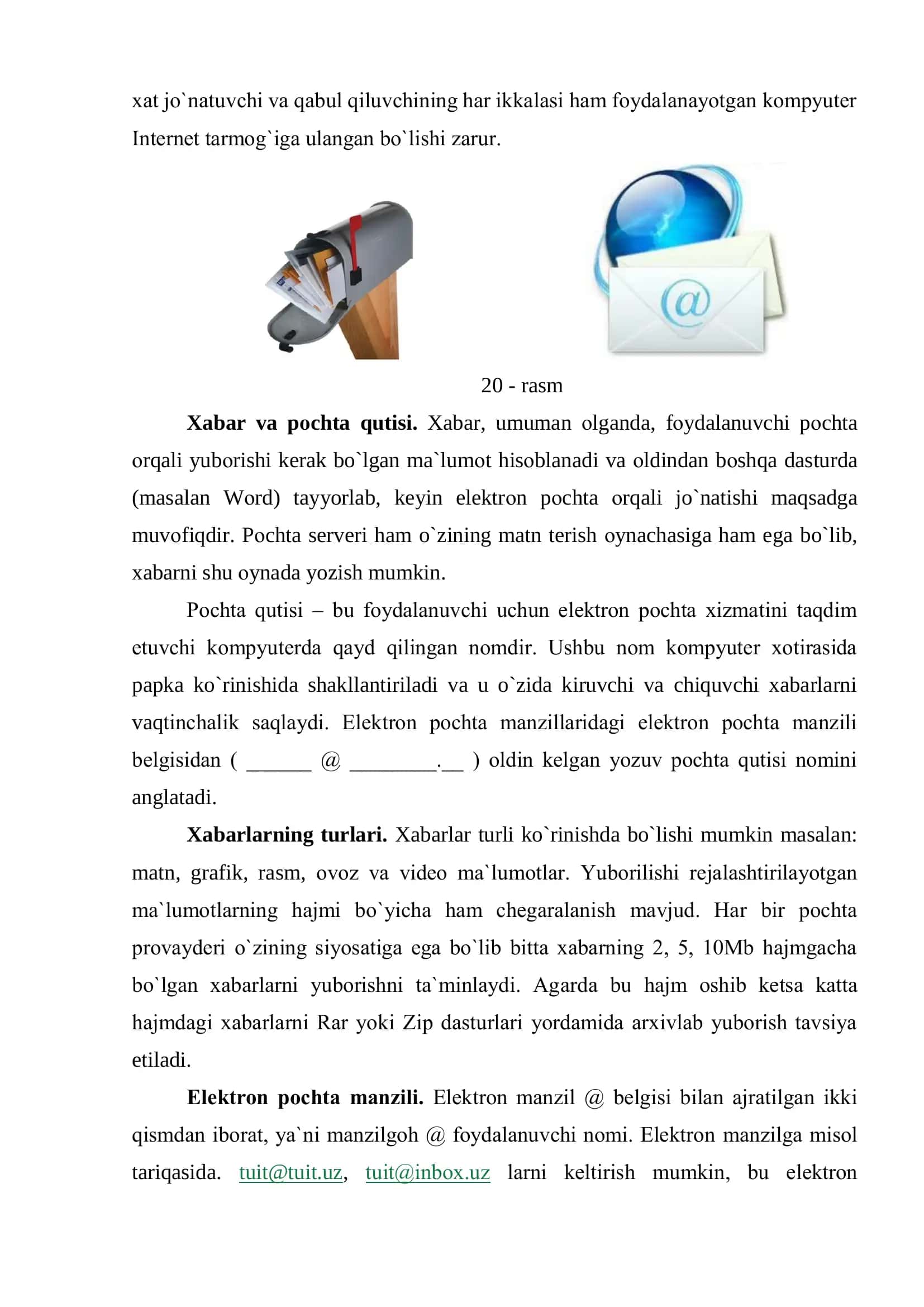Elektrоn PОCHTA. INTERNET XIZMATLARI 3