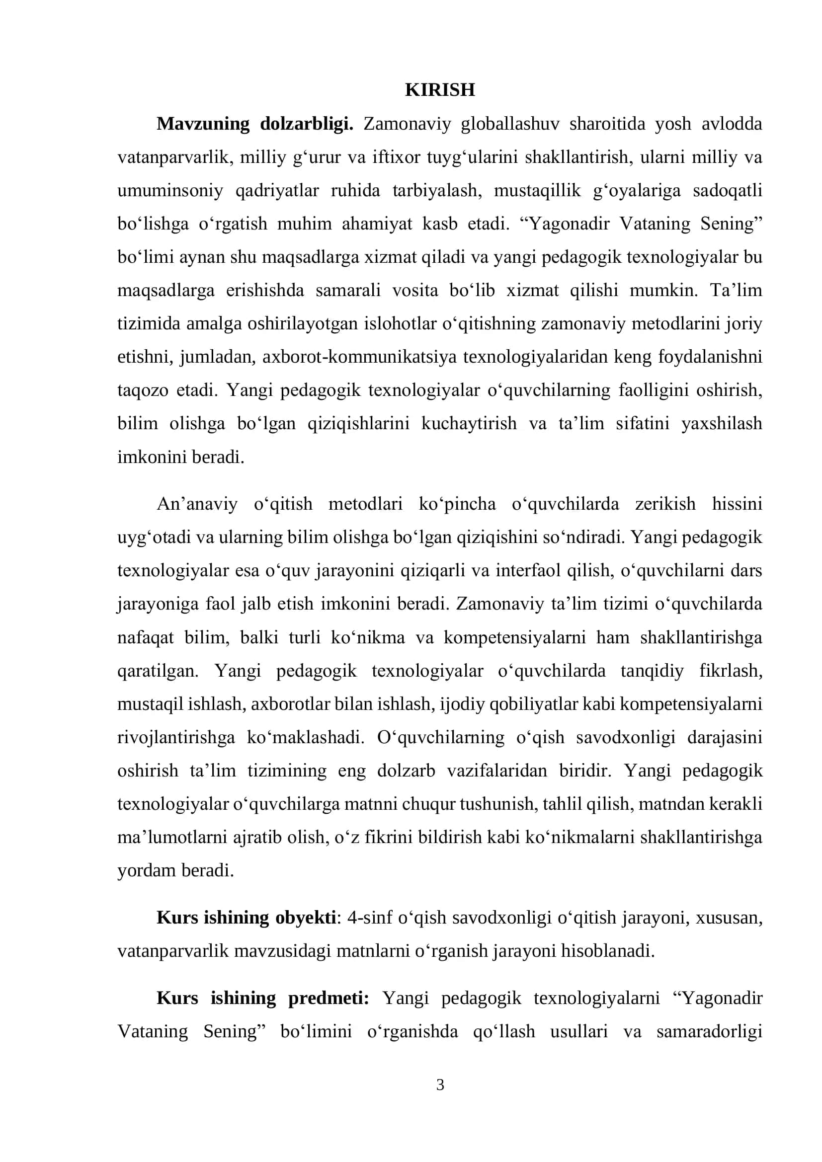 4-sinf o‘qish savodxonligi darsligidagi Yagonadir Vataning Sening 3