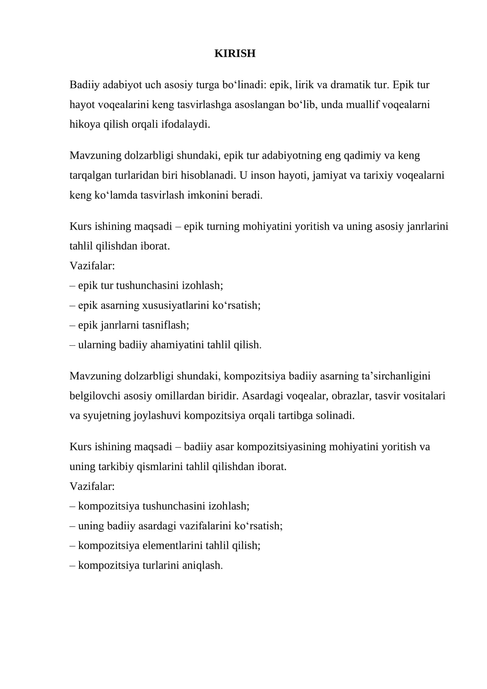 KURS ISHI: EPIK TUR VA ULARNING JANRLARI 3