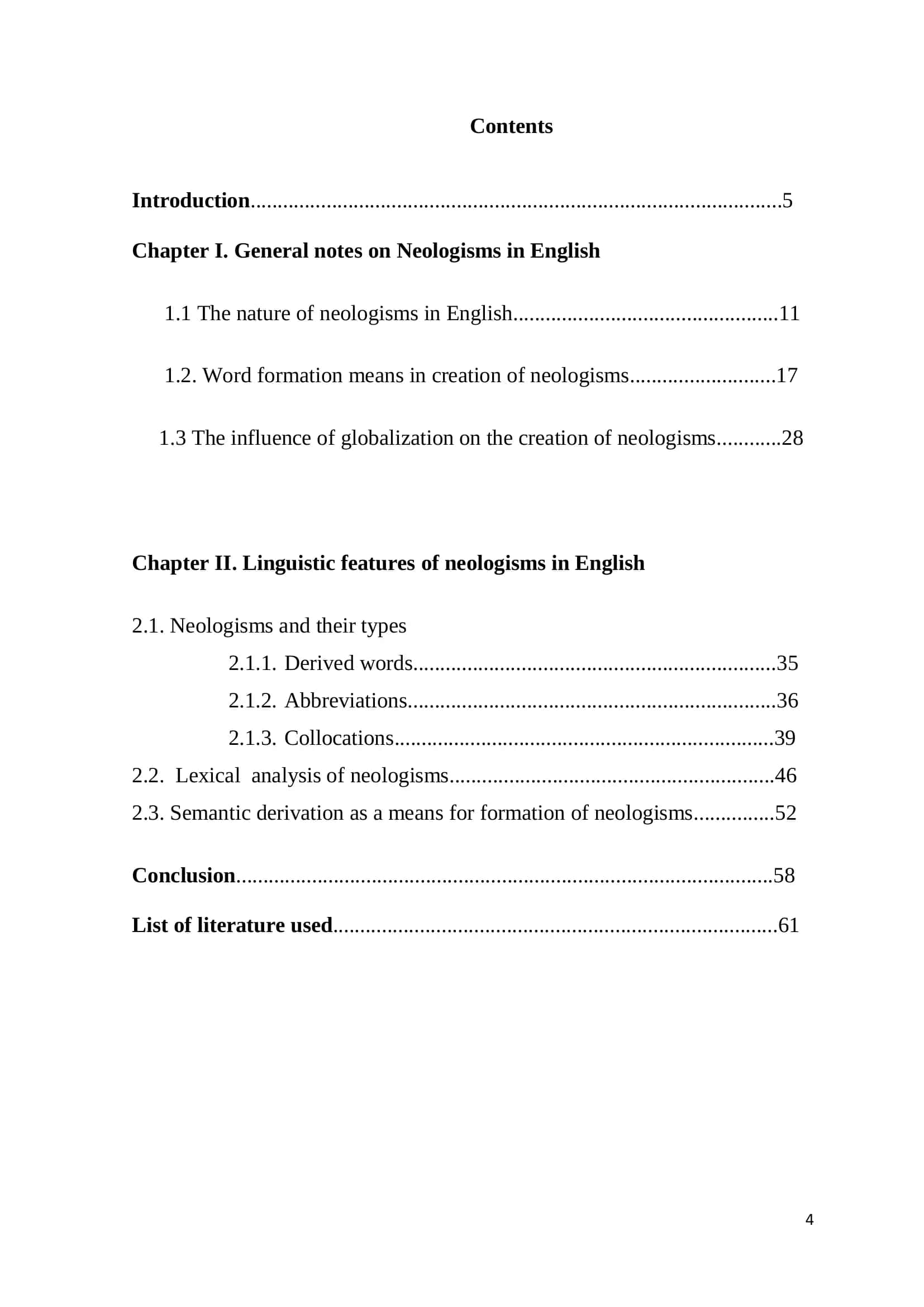 Lexical and semantic analysis of neologisms in English 3