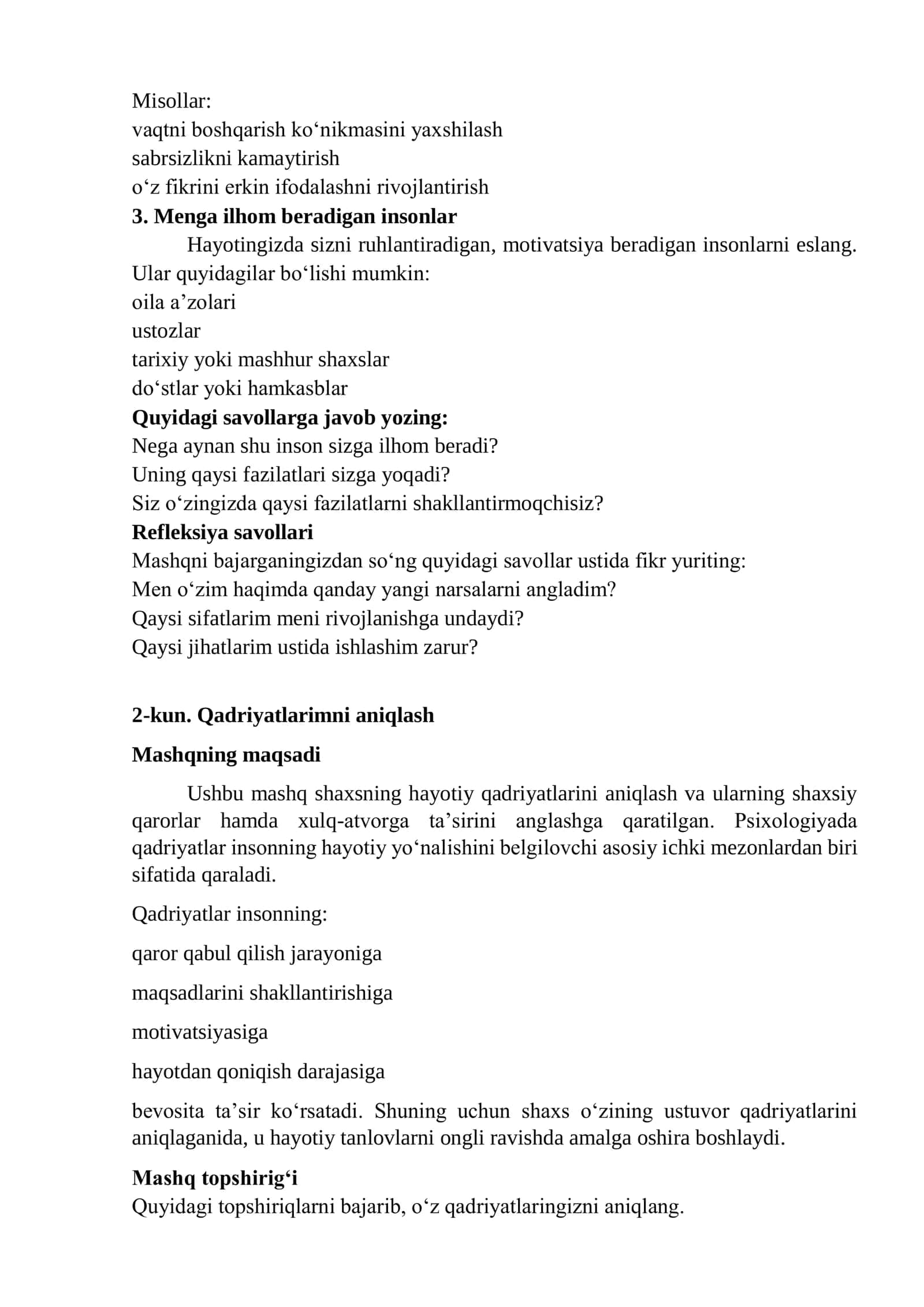30 KUNLIK SHAXSIY RIVOJLANISH WORKBOOK 3