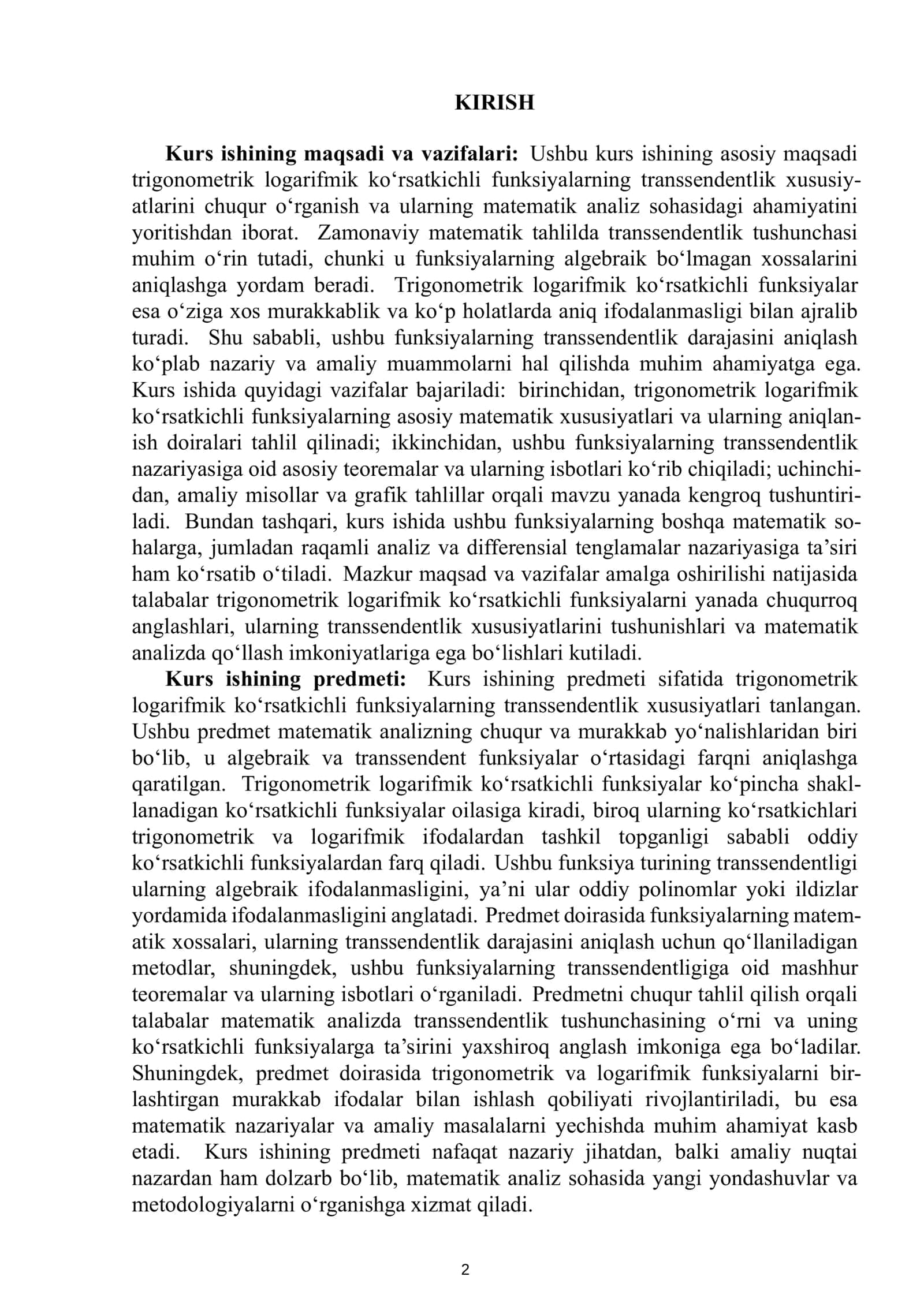 MATAMATIK ANALIZ FANIDAN TAYYORLAGAN KURS ISHI 3